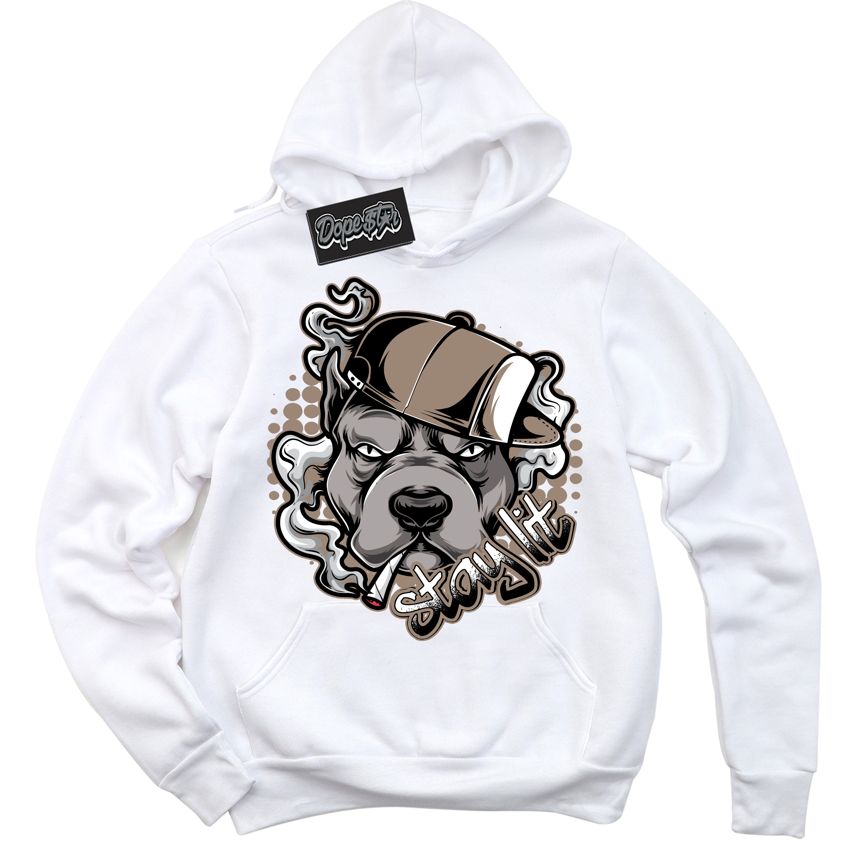 Cool White Hoodie with “ Stay Lit ” design that Perfectly Matches Latte 1s Sneakers.