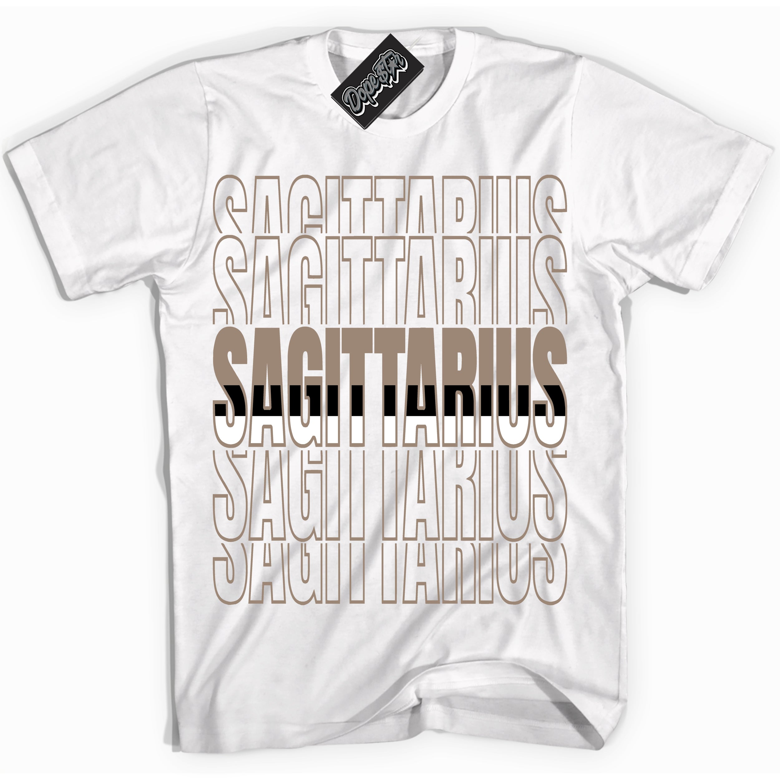 Cool White Shirt with “ Sagittarius ” design that perfectly matches Latte 1s Sneakers.