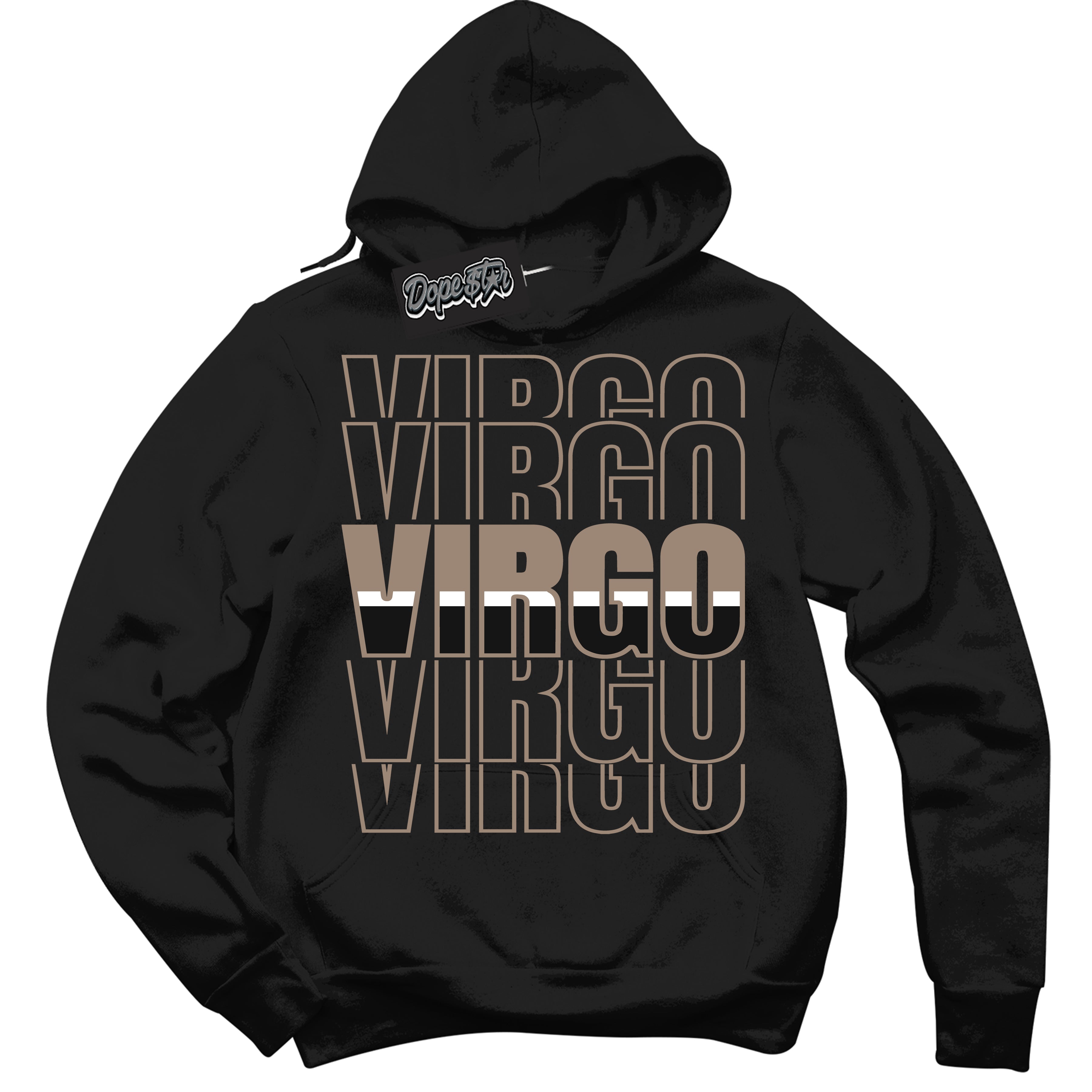 Cool Black Hoodie with “ Virgo ” design that Perfectly Matches Latte 1s Sneakers.