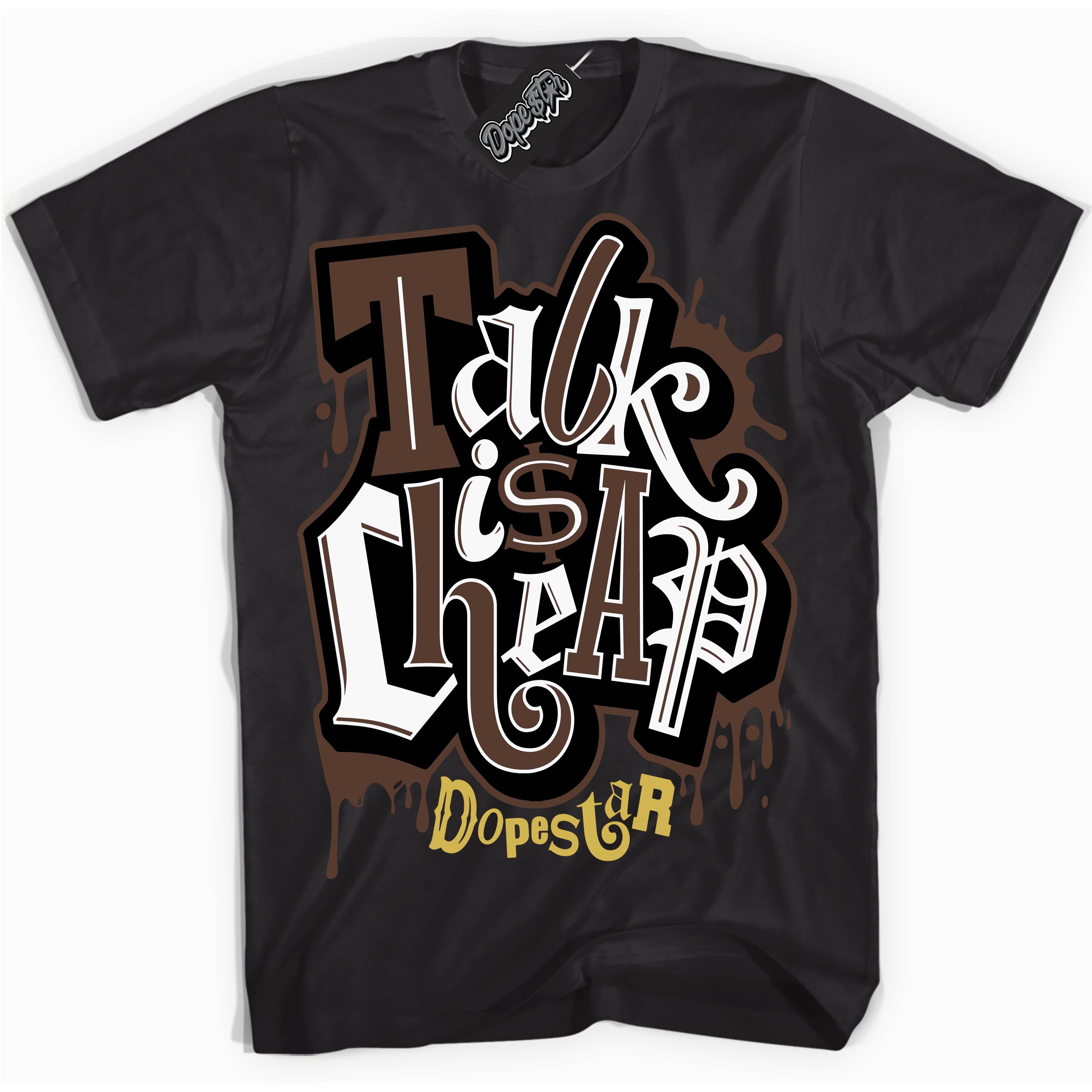 Cool Black Shirt with “ Talk Is Cheap” design that perfectly matches Palomino 1s Sneakers.