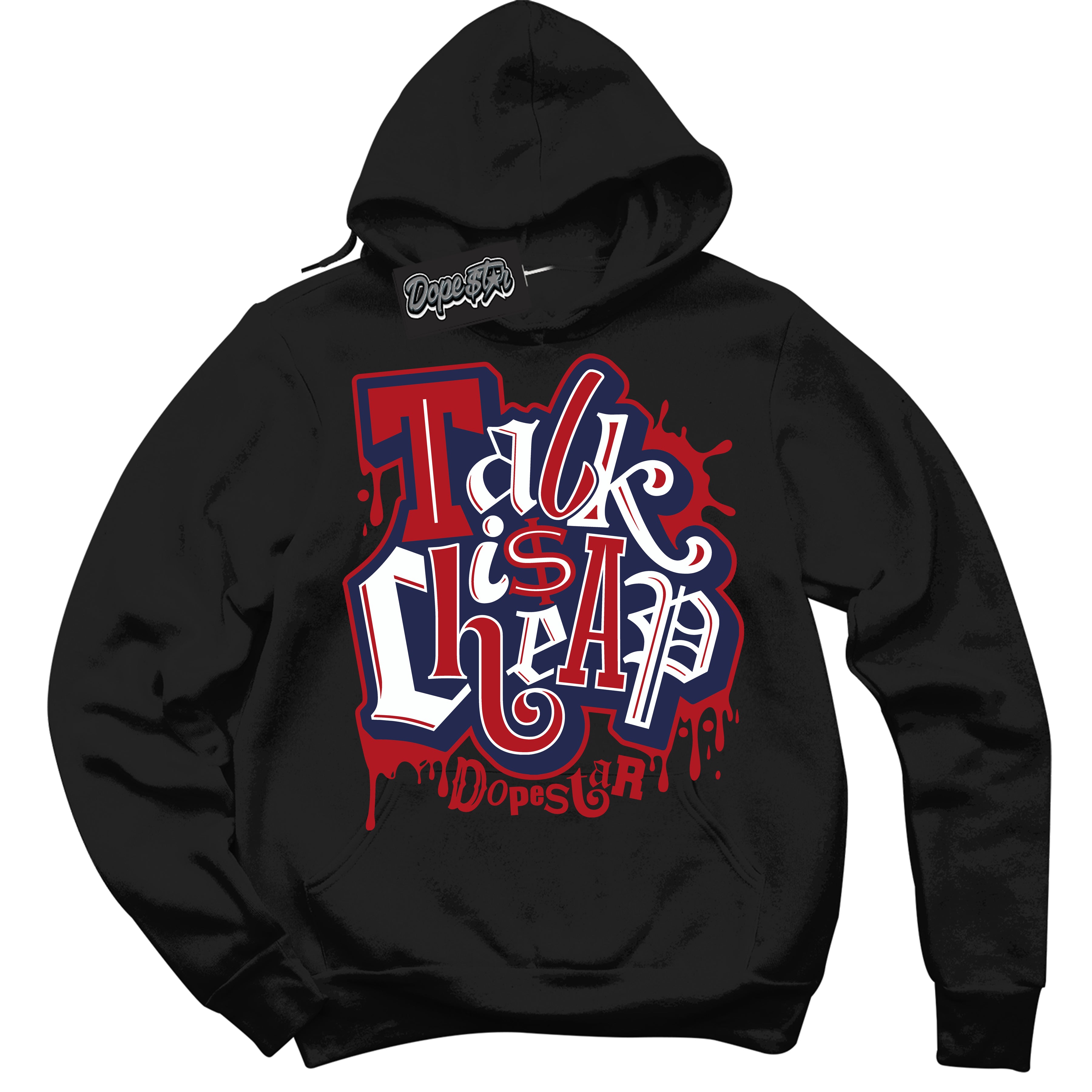 Cool Black Hoodie with “ Talk Is Cheap ” design that Perfectly Matches Golf USA 1s Sneakers.