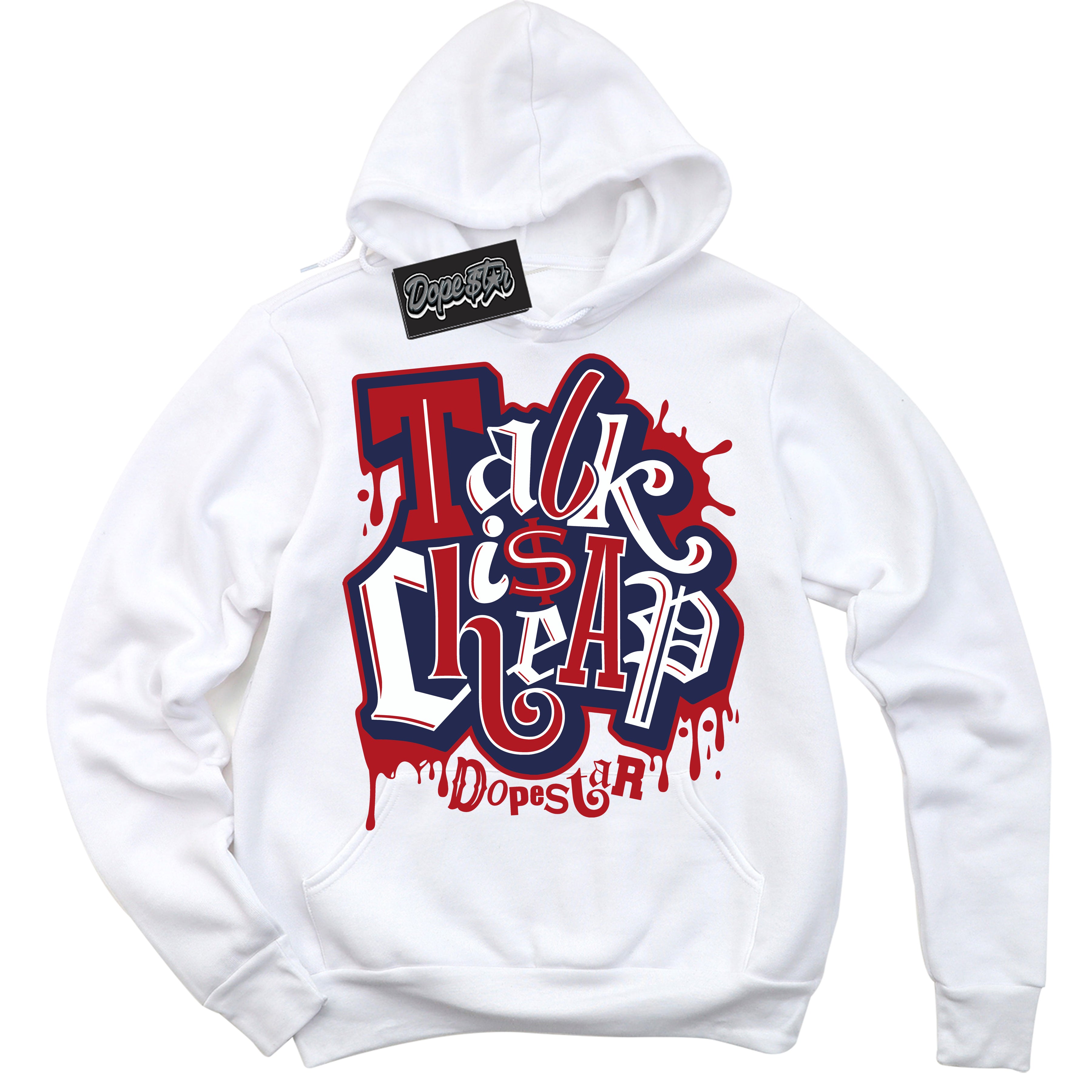 Cool White Hoodie with “ Talk Is Cheap ” design that Perfectly Matches Golf USA 1s Sneakers.