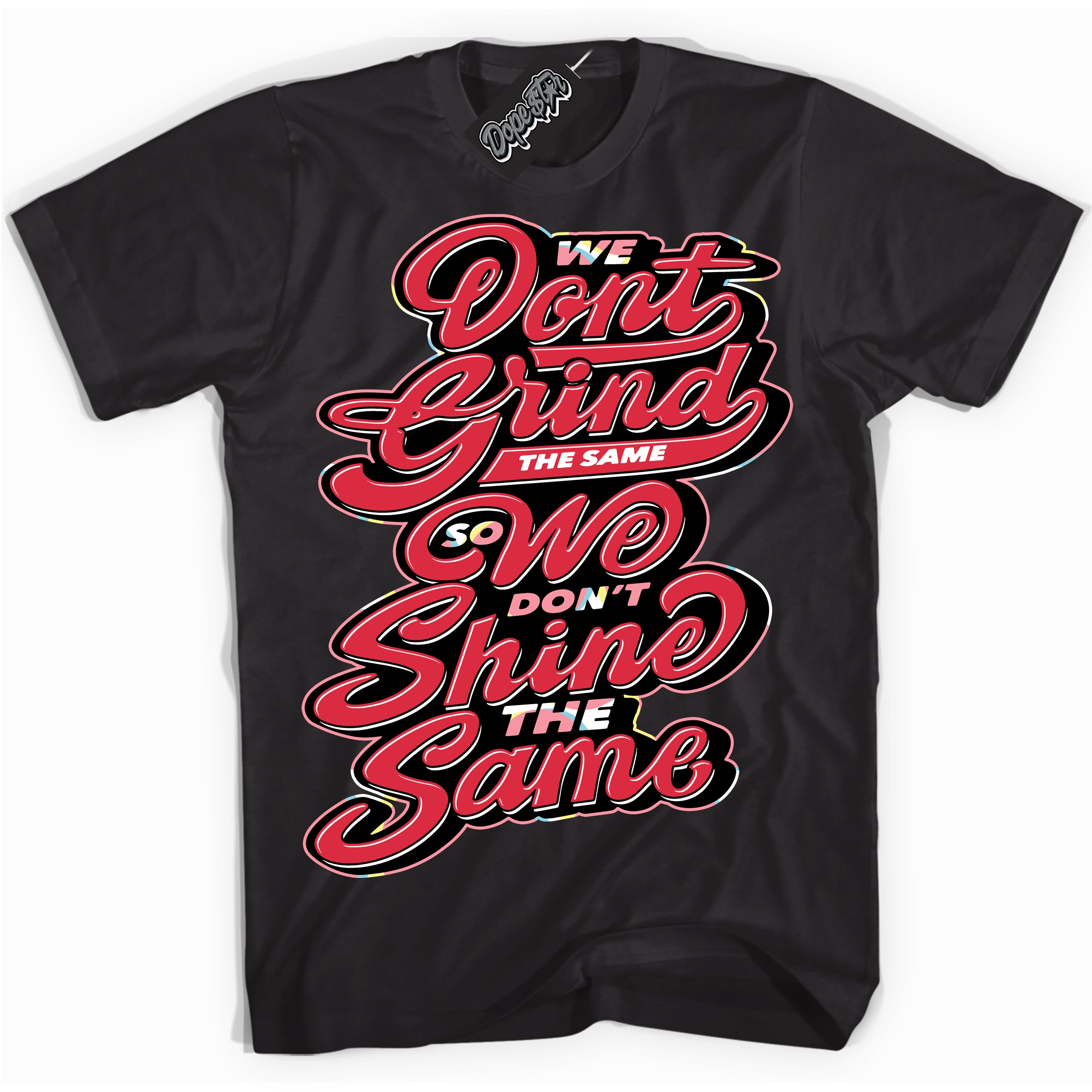Cool Black graphic tee with “ Grind Shine ” design, that perfectly matches Spider-Verse 1s sneakers