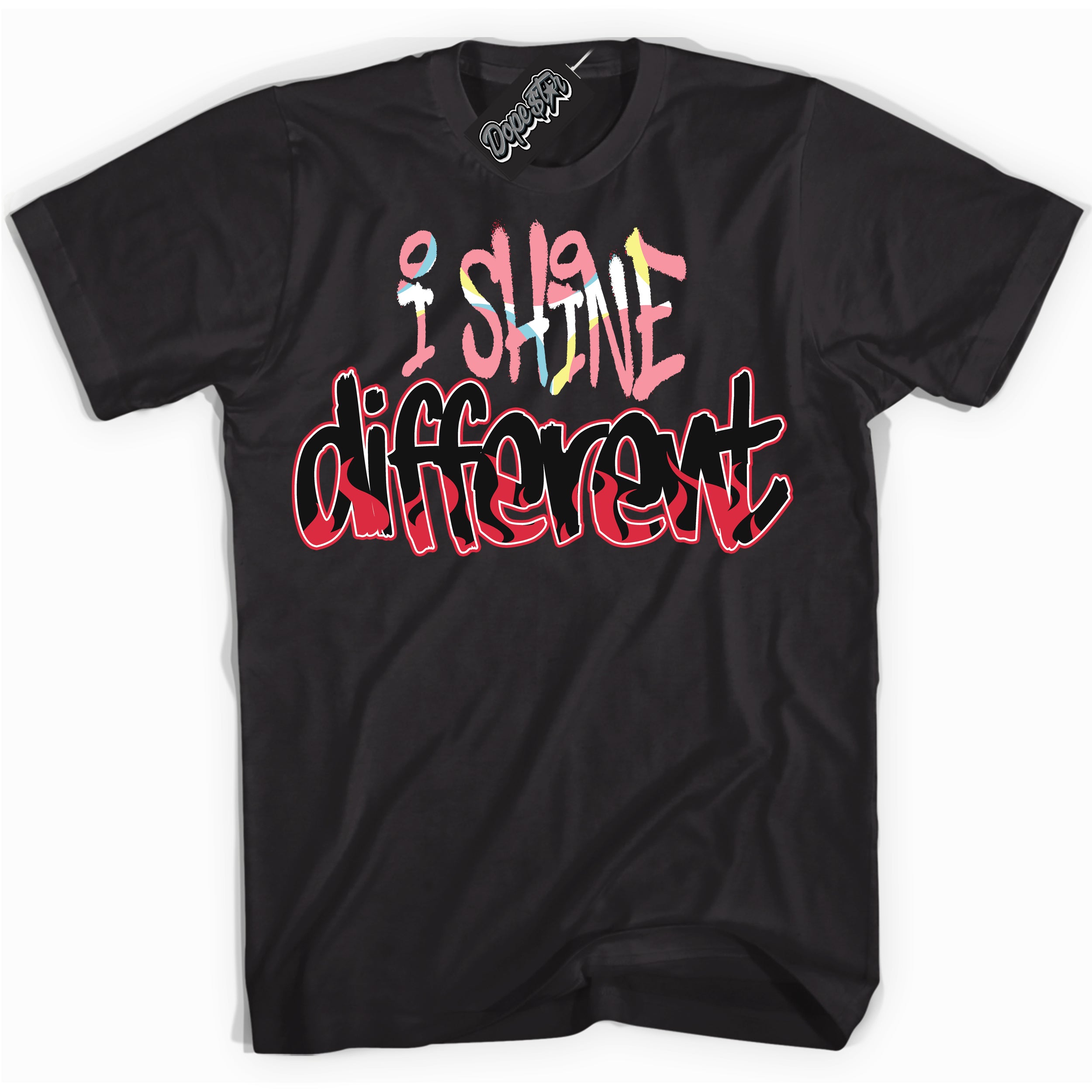 Cool Black graphic tee with “ I Shine Different ” design, that perfectly matches Spider-Verse 1s sneakers