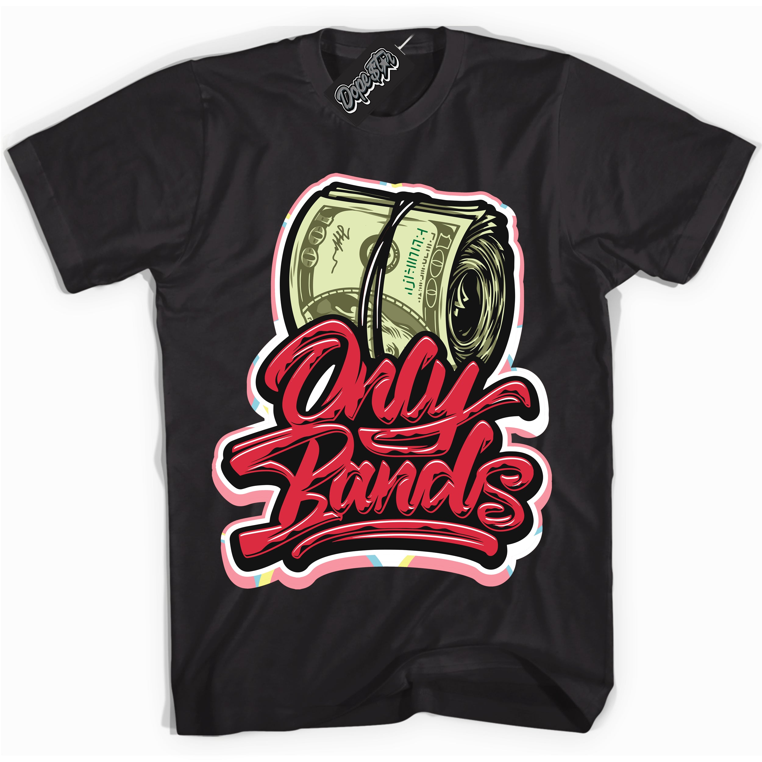 Cool Black graphic tee with “ Only Bands ” design, that perfectly matches Spider-Verse 1s sneakers