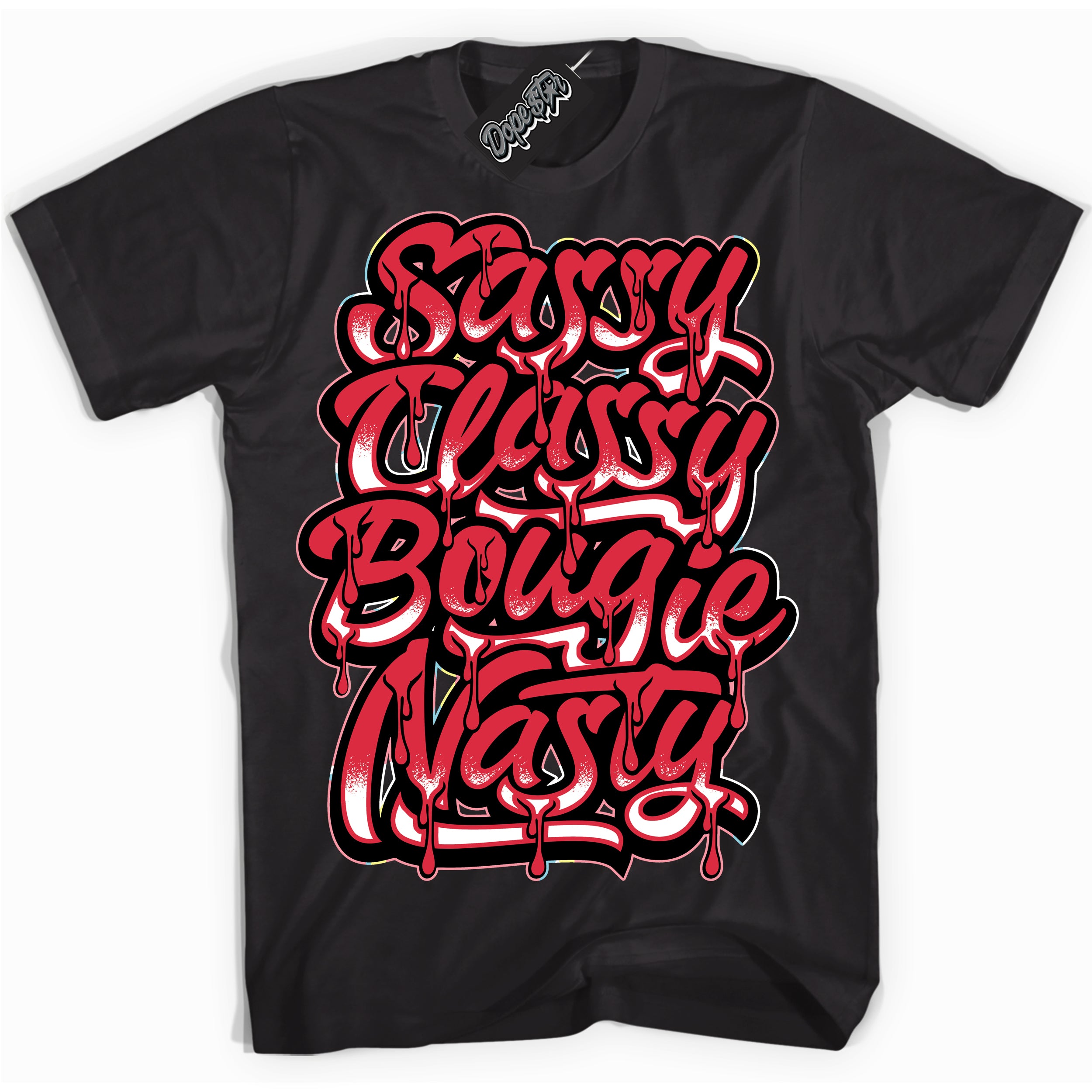 Cool Black graphic tee with “ Sassy Classy ” design, that perfectly matches Spider-Verse 1s sneakers