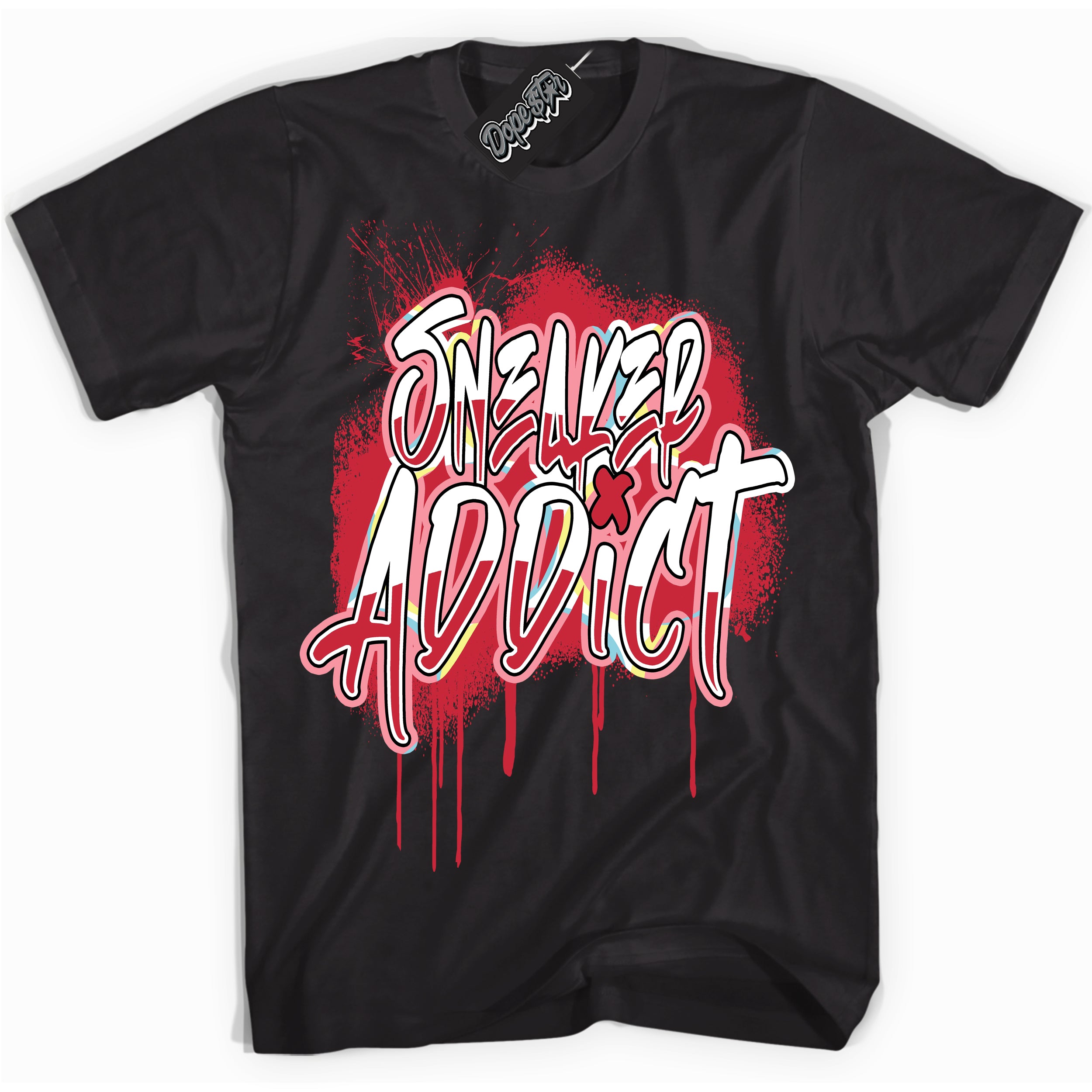 Cool Black graphic tee with “ Sneaker Addict ” design, that perfectly matches Spider-Verse 1s sneakers