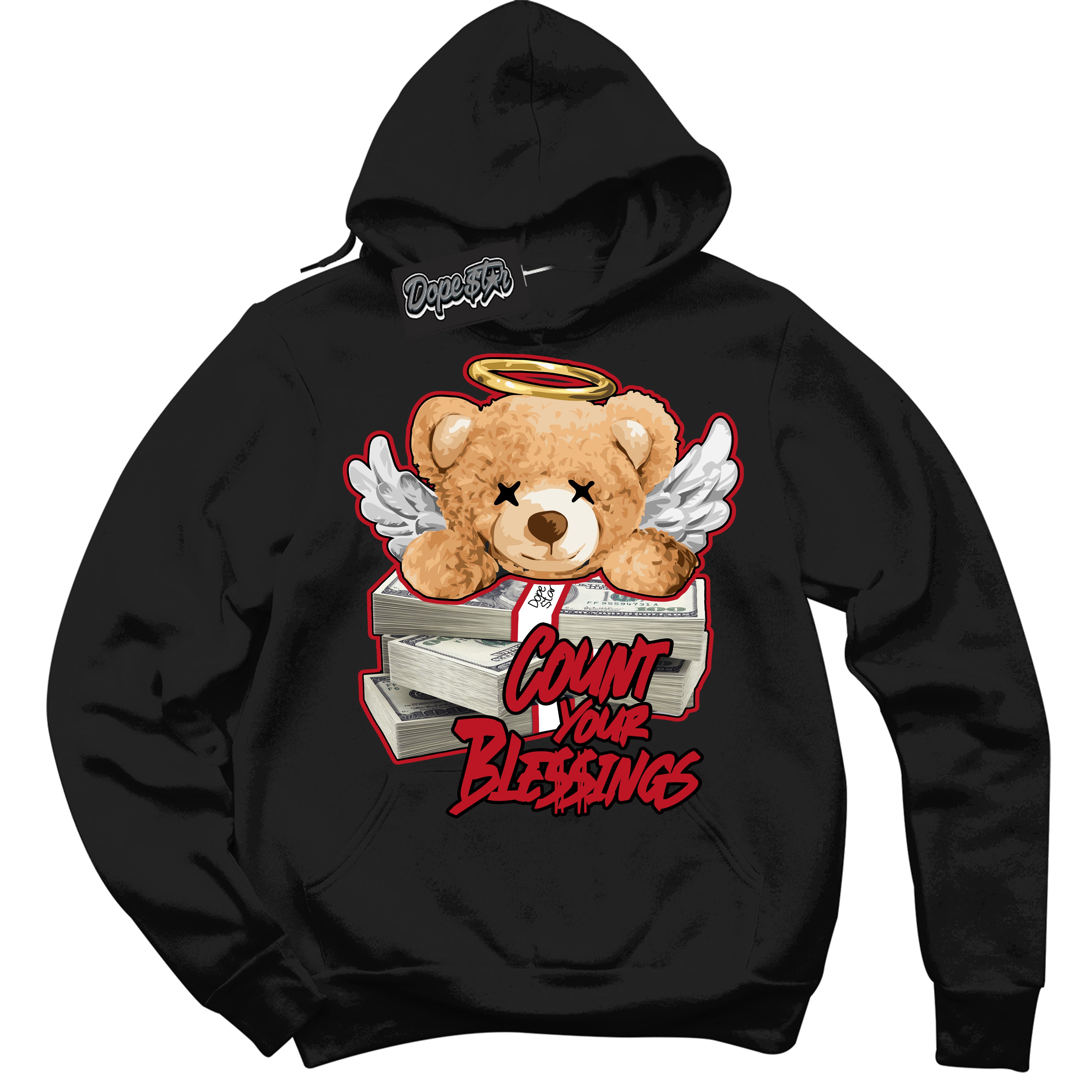 Cool Black Hoodie with “ Count Your Blessings ”  design that Perfectly Matches Trophy Room 1s Jordans.