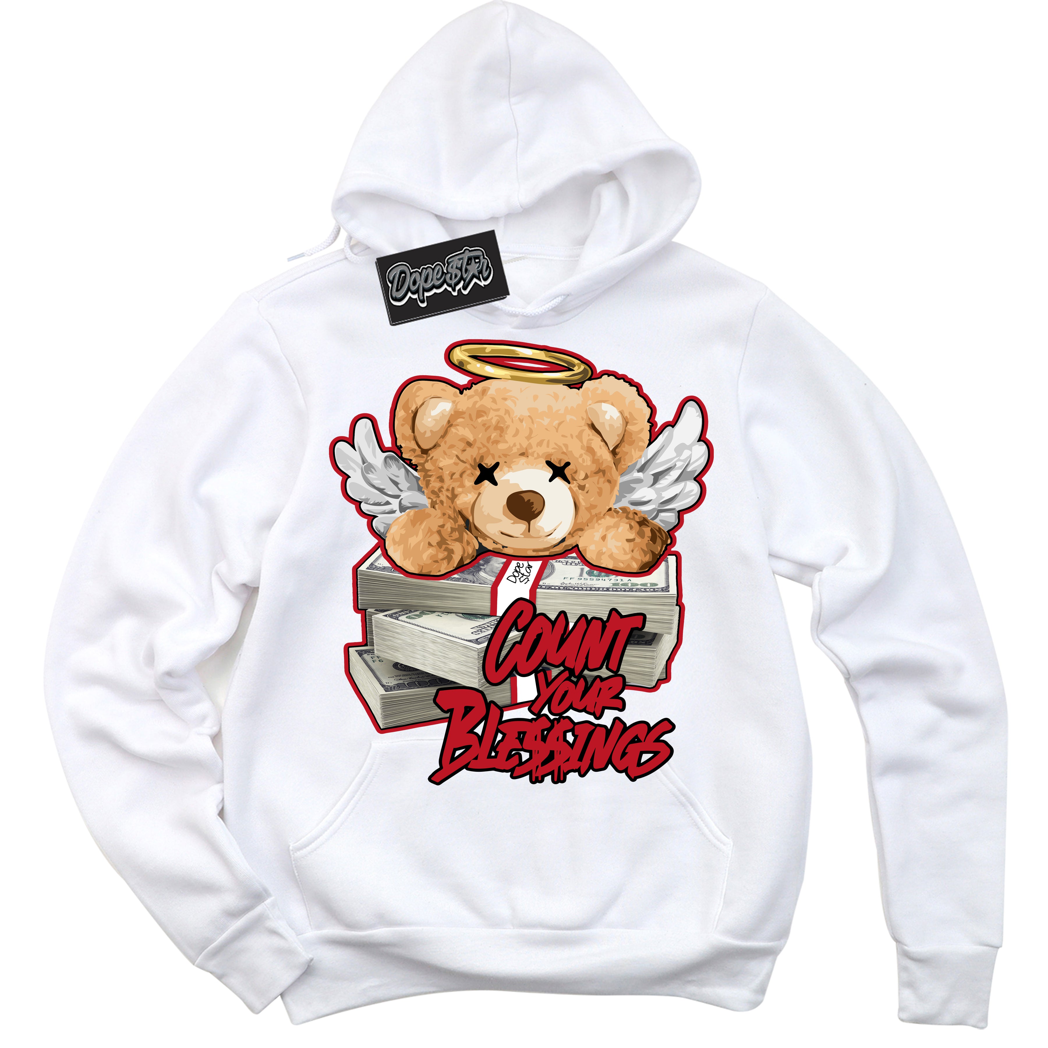 Cool White Hoodie with “ Count Your Blessings ”  design that Perfectly Matches Trophy Room 1s Jordans.