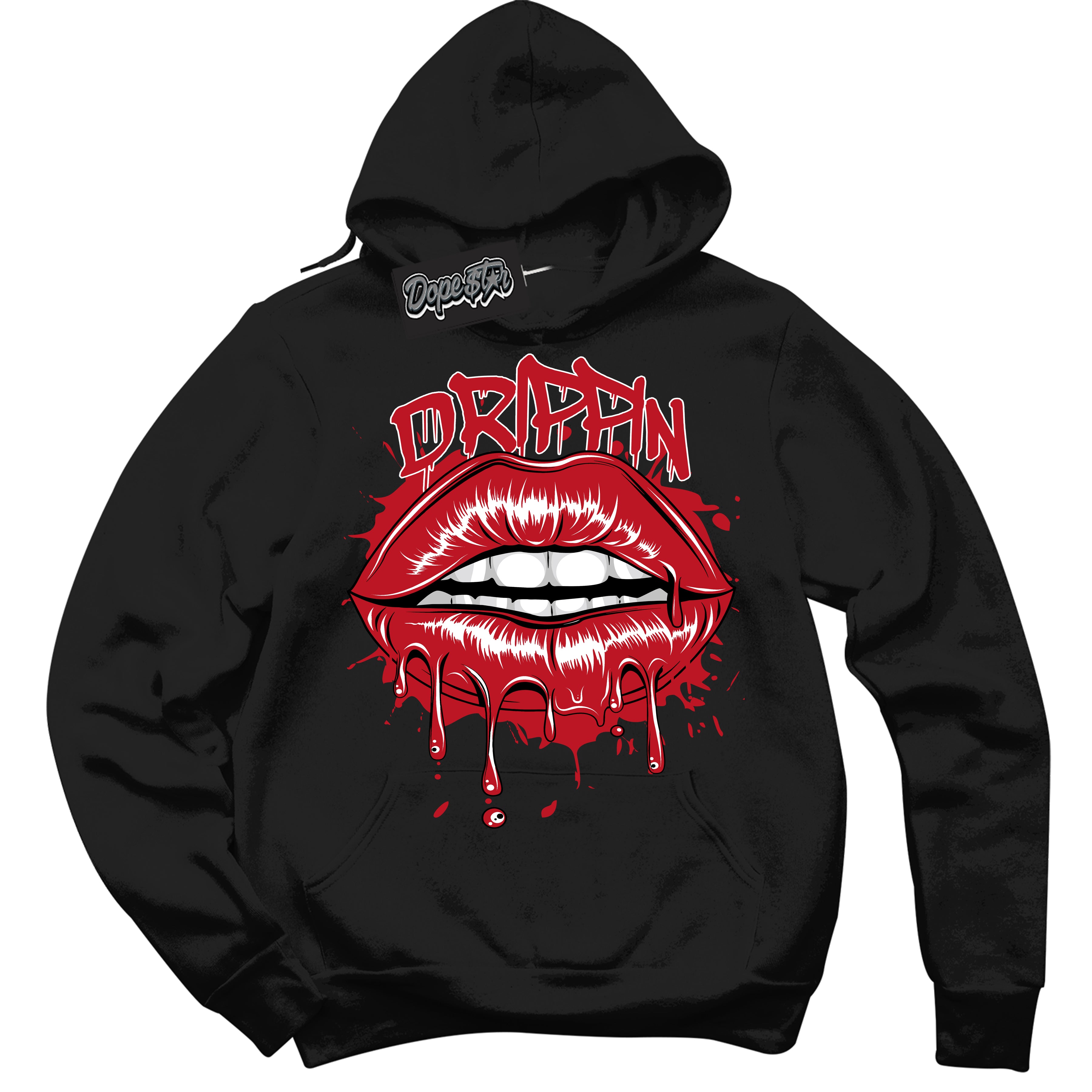 Cool Black Hoodie with “ Drippin ”  design that Perfectly Matches Trophy Room 1s Jordans.