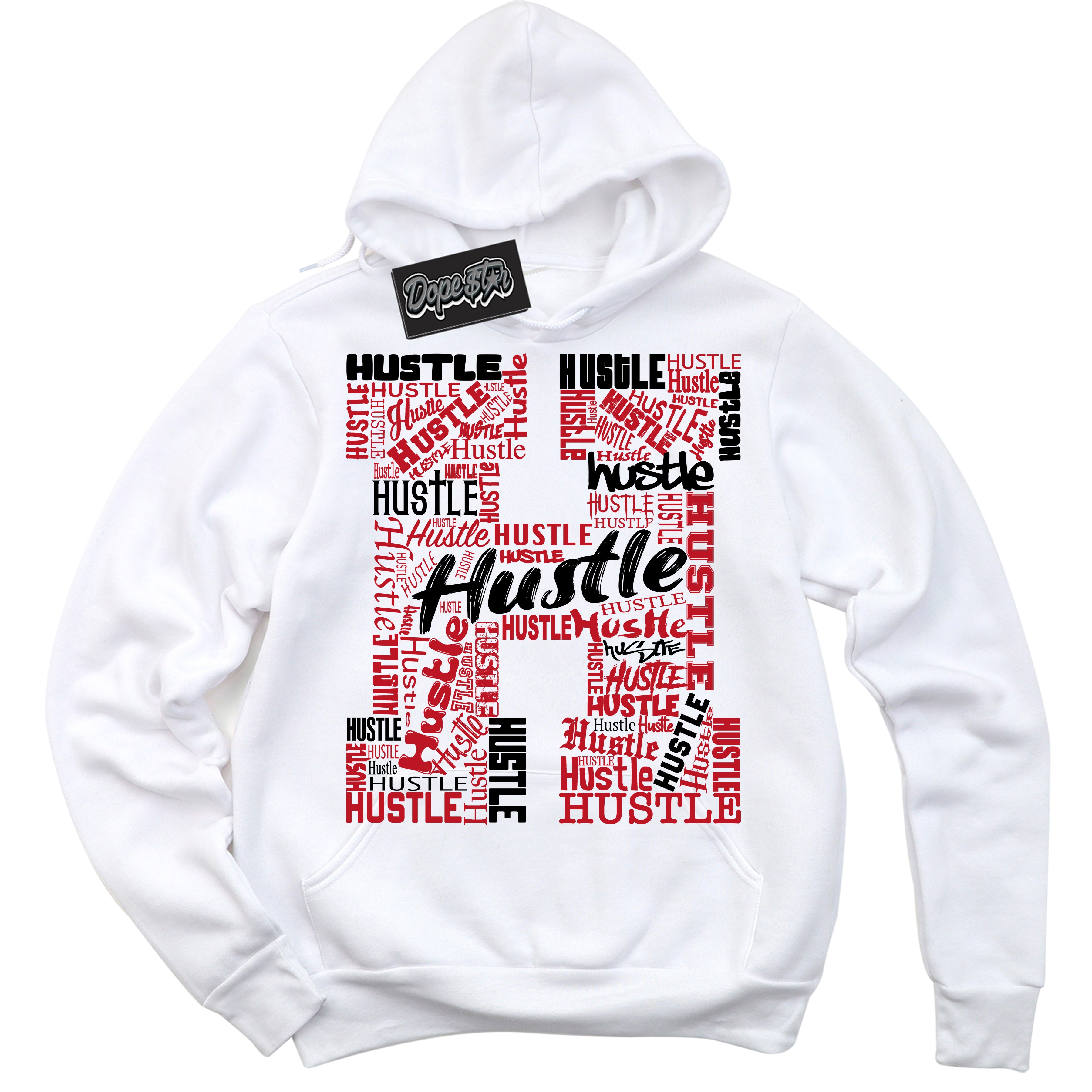 Cool White Hoodie with “ Hustle H ”  design that Perfectly Matches Trophy Room 1s Jordans.
