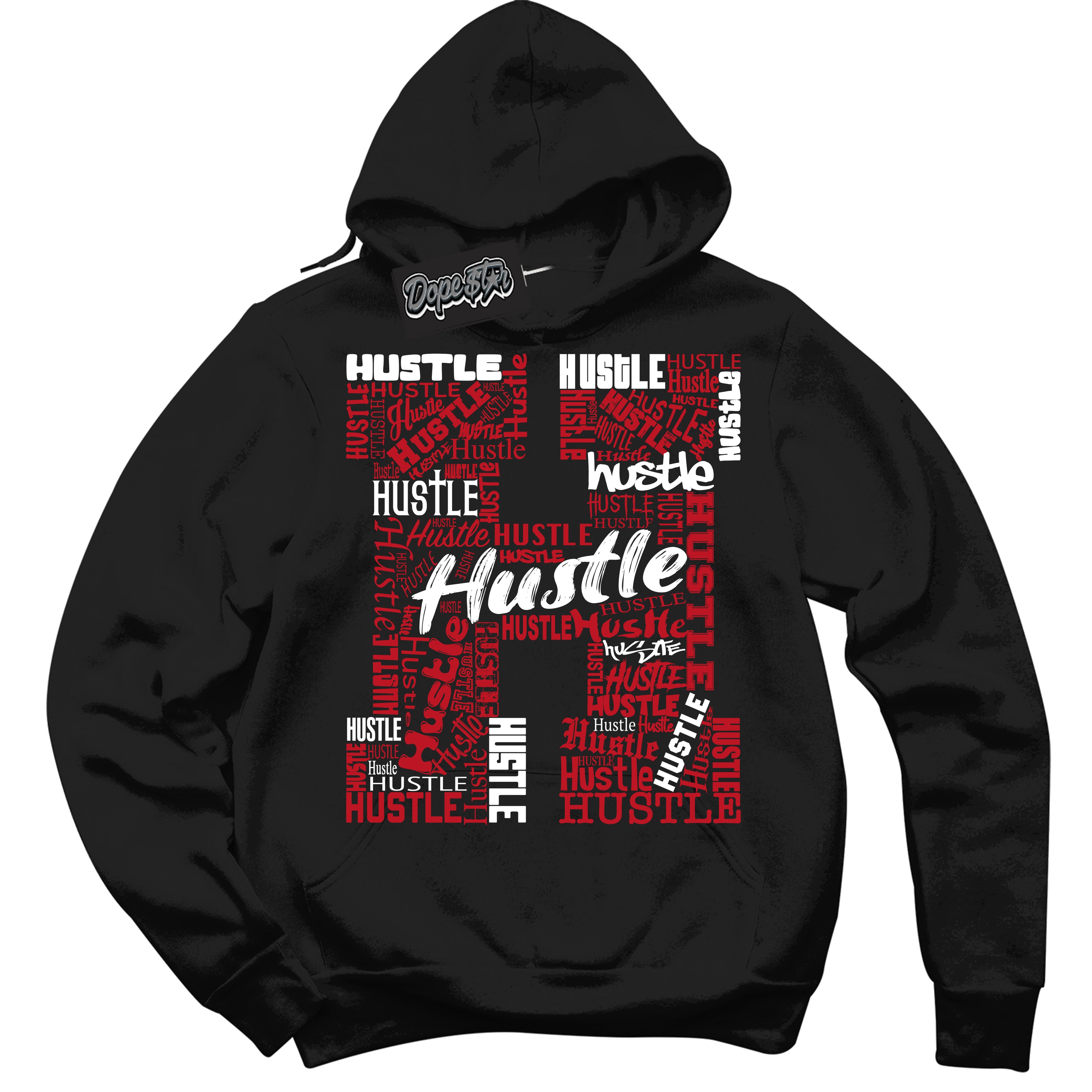 Cool Black Hoodie with “ Hustle H ”  design that Perfectly Matches Trophy Room 1s Jordans.