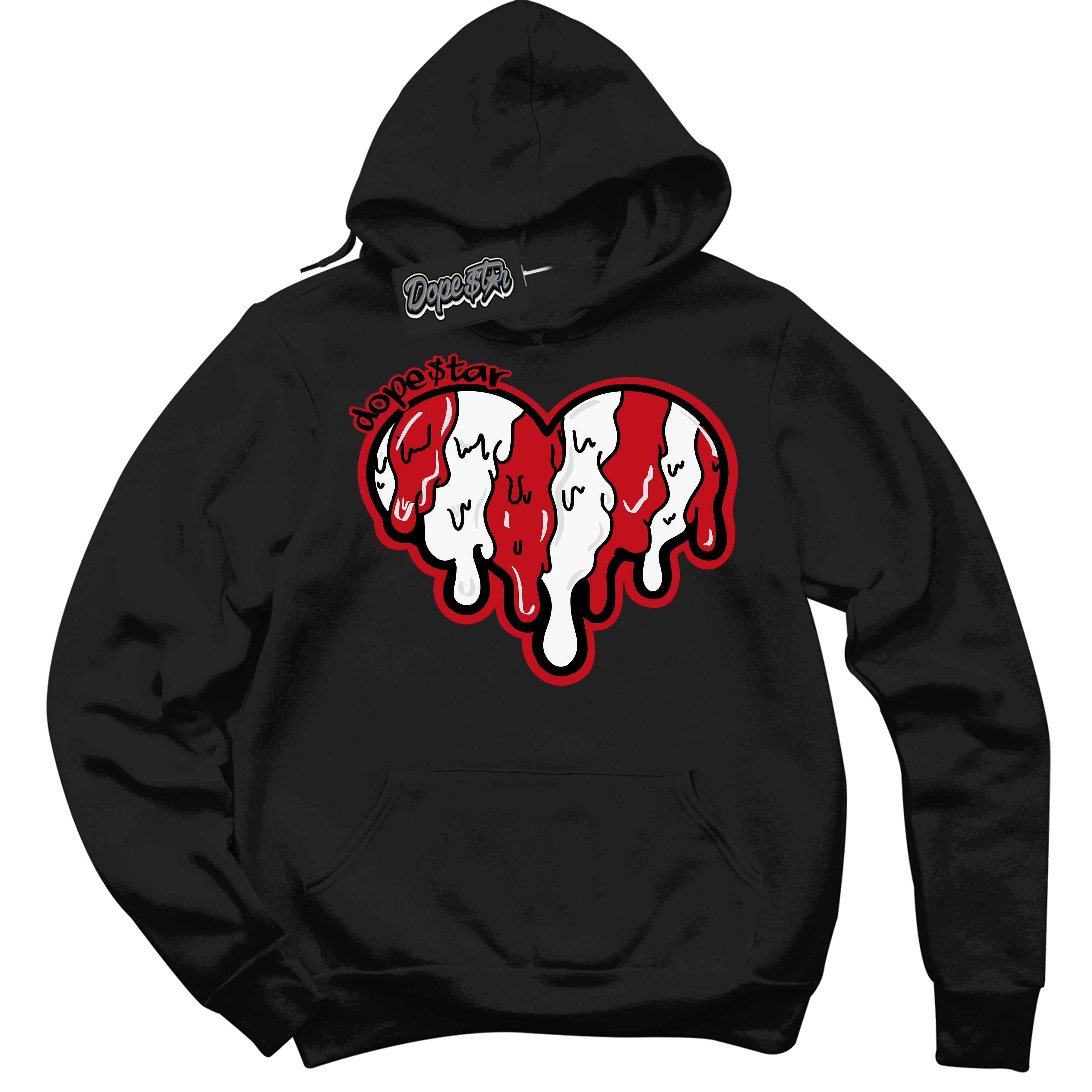 Cool Black Hoodie with “ Melting Heart ”  design that Perfectly Matches Trophy Room 1s Jordans.