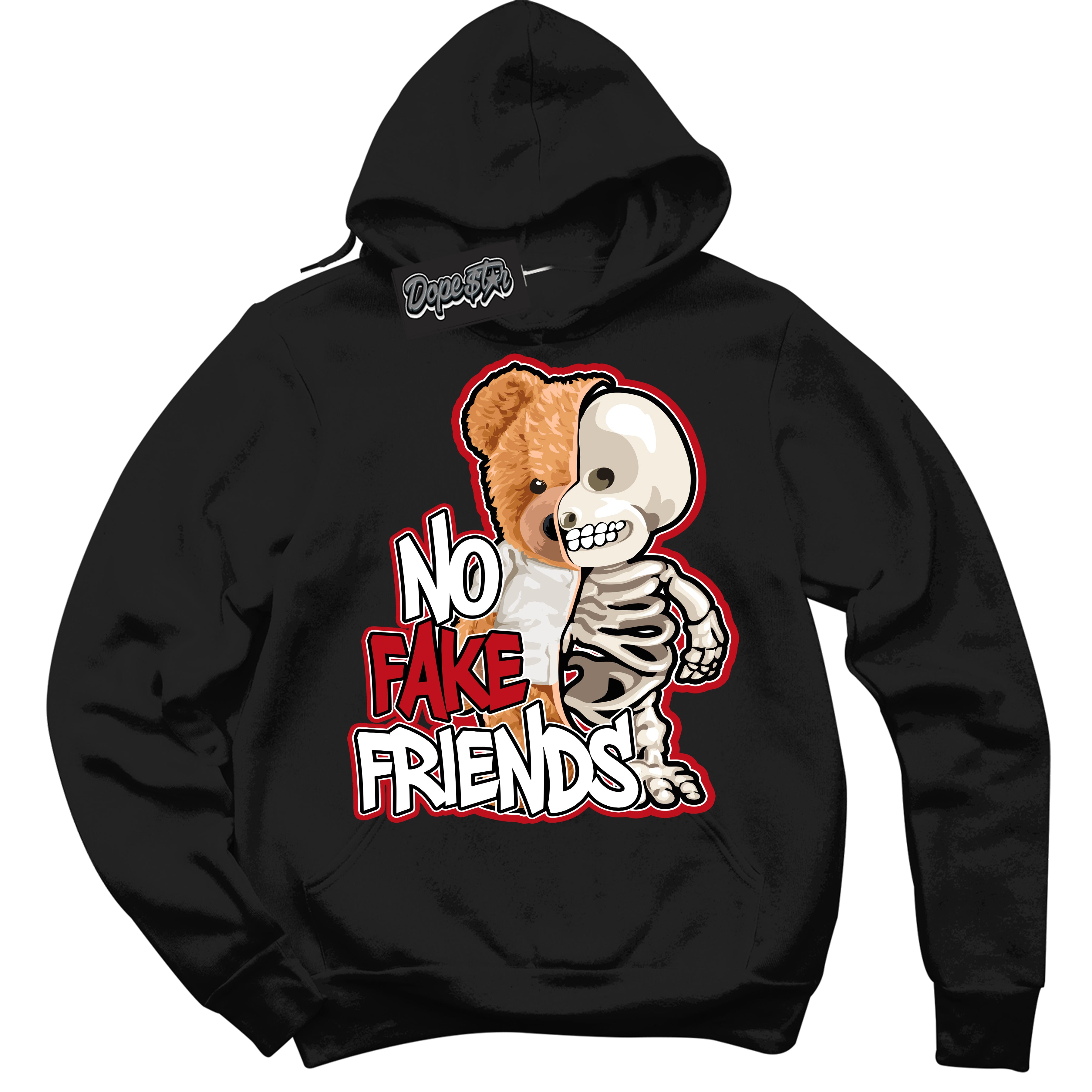Cool Black Hoodie with “ No Fake Friends ”  design that Perfectly Matches Trophy Room 1s Jordans.