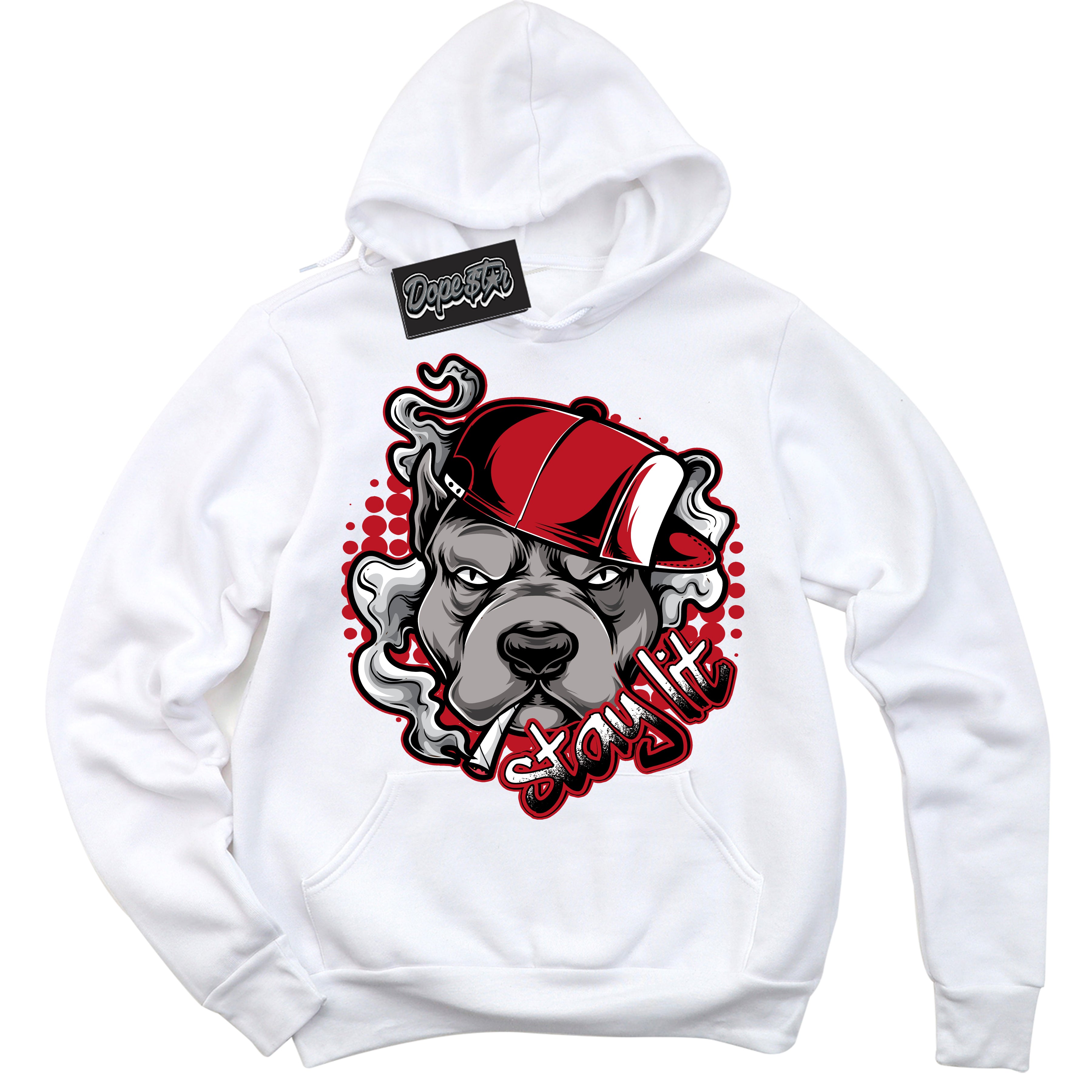 Cool White Hoodie with “ Stay Lit ”  design that Perfectly Matches Trophy Room 1s Jordans.