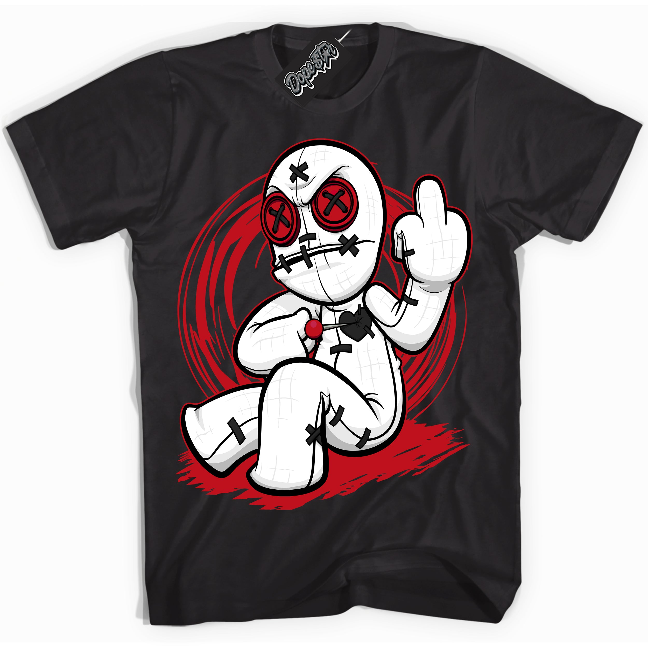 Cool Black Shirt with “ Voodoo Doll ” design that perfectly matches Trophy Room 1s Jordans.