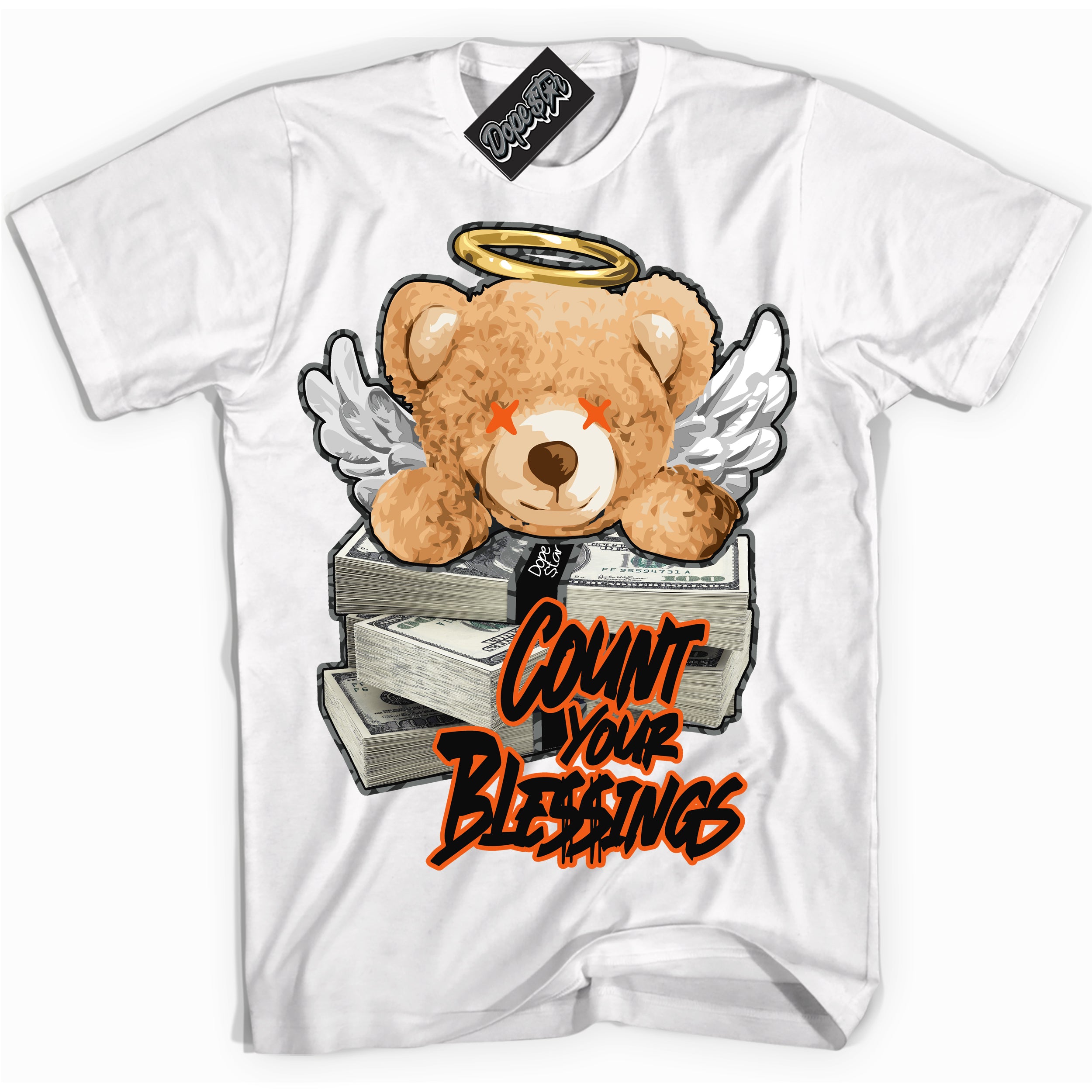 Cool White graphic tee with “ Glow Count Your Blessings ” design, that perfectly matches Fear Pack 3s sneakers