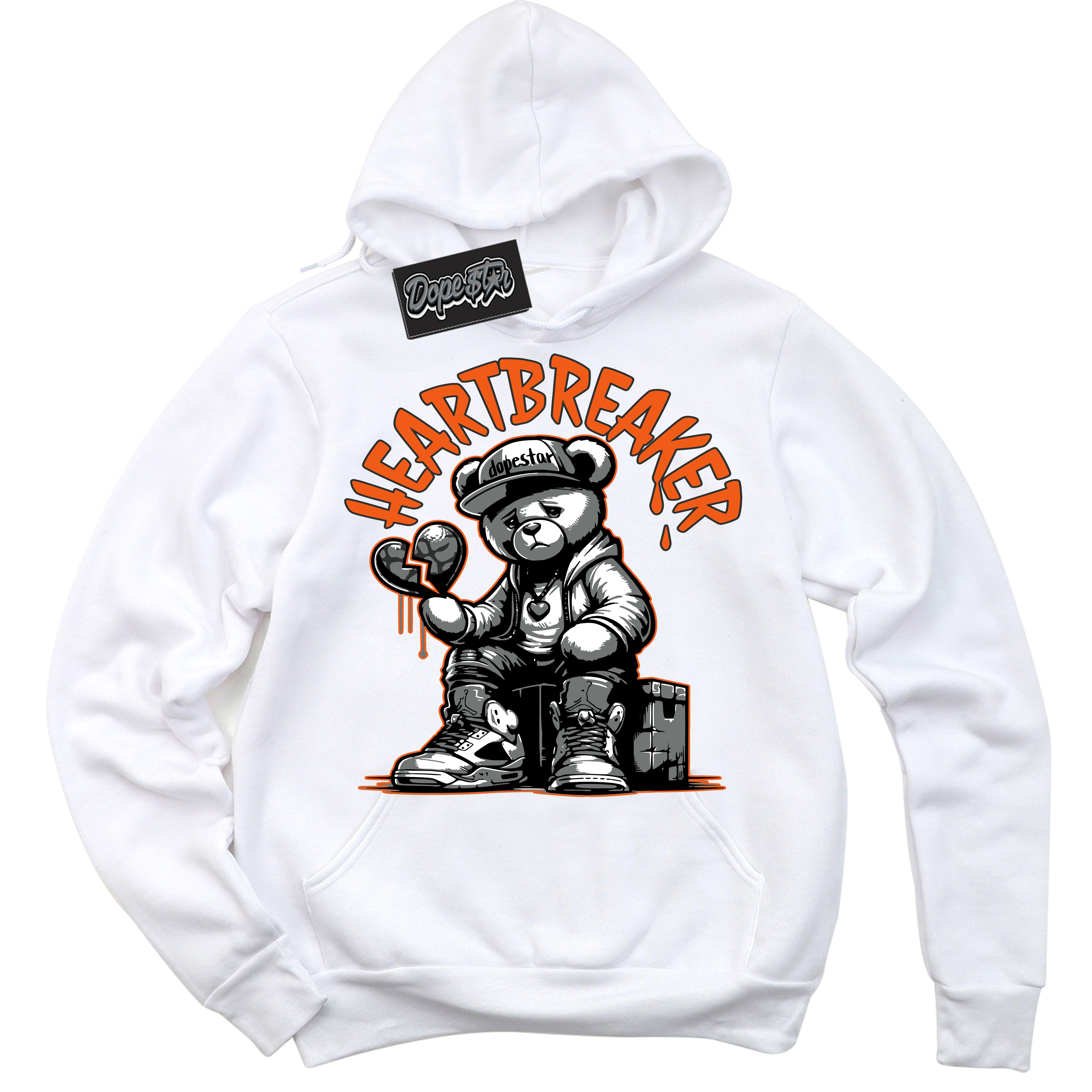 Cool White Graphic DopeStar Hoodie with “  Heartbreaker Bear “ print, that perfectly matches Fear Pack 3s sneakers