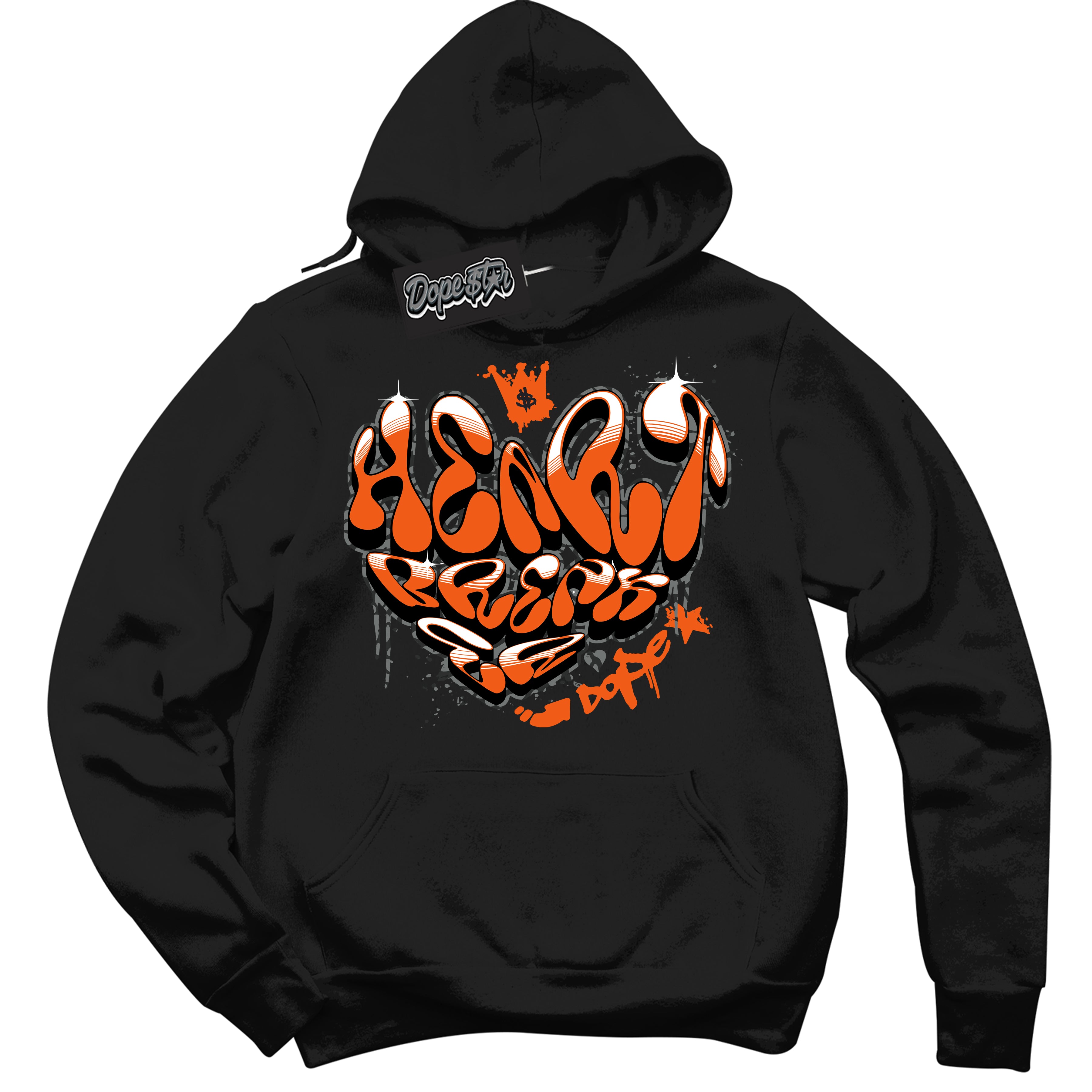 Cool Black Graphic DopeStar Hoodie with “  Heartbreaker Graffiti  “ print, that perfectly matches Fear Pack 3s sneakers