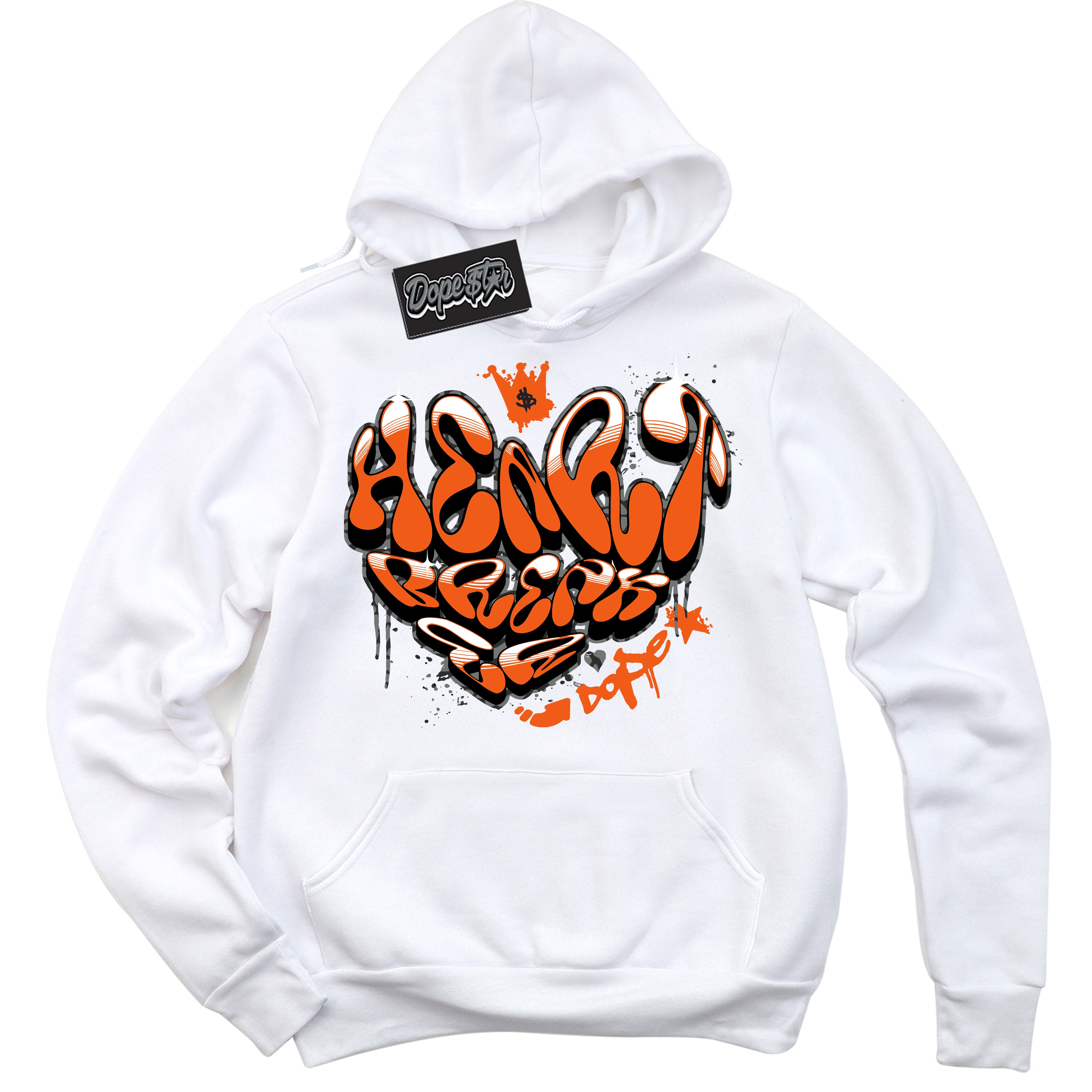 Cool White Graphic DopeStar Hoodie with “  Heartbreaker Graffiti “ print, that perfectly matches Fear Pack 3s sneakers
