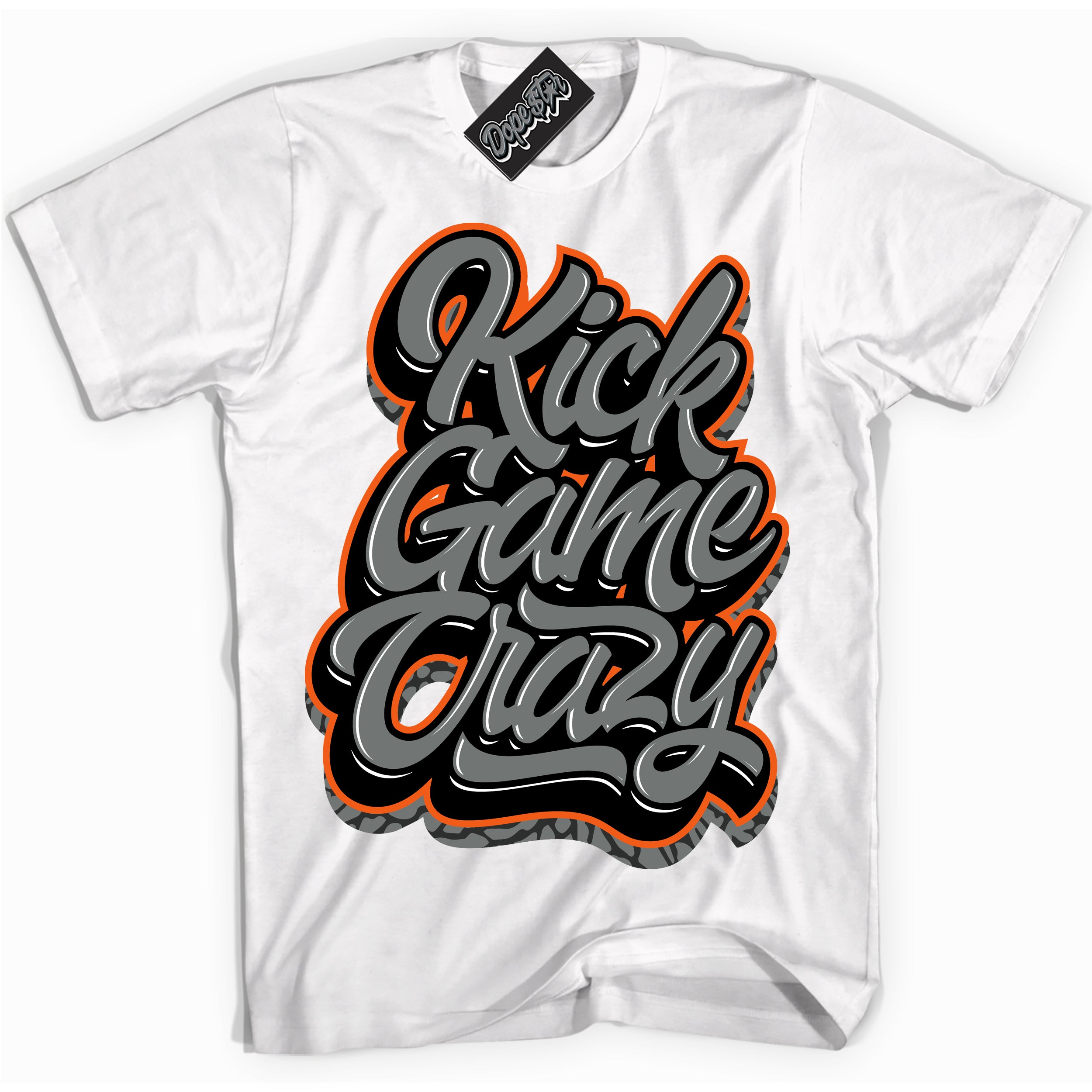 Cool White graphic tee with “ Kick Game Crazy ” design, that perfectly matches Fear Pack 3s sneakers
