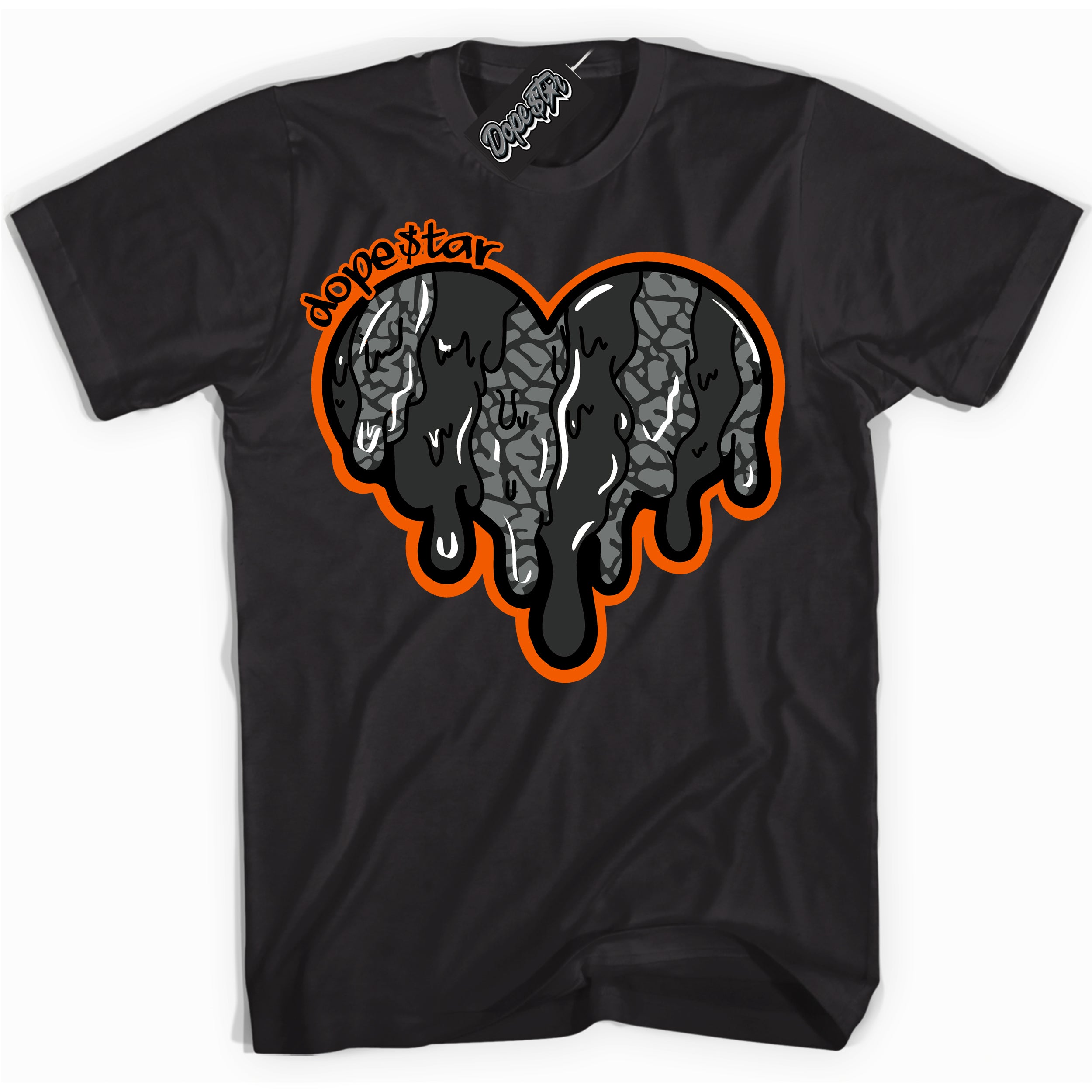 Cool Black graphic tee with “ Melting Heart ” design, that perfectly matches Fear Pack 3s sneakers
