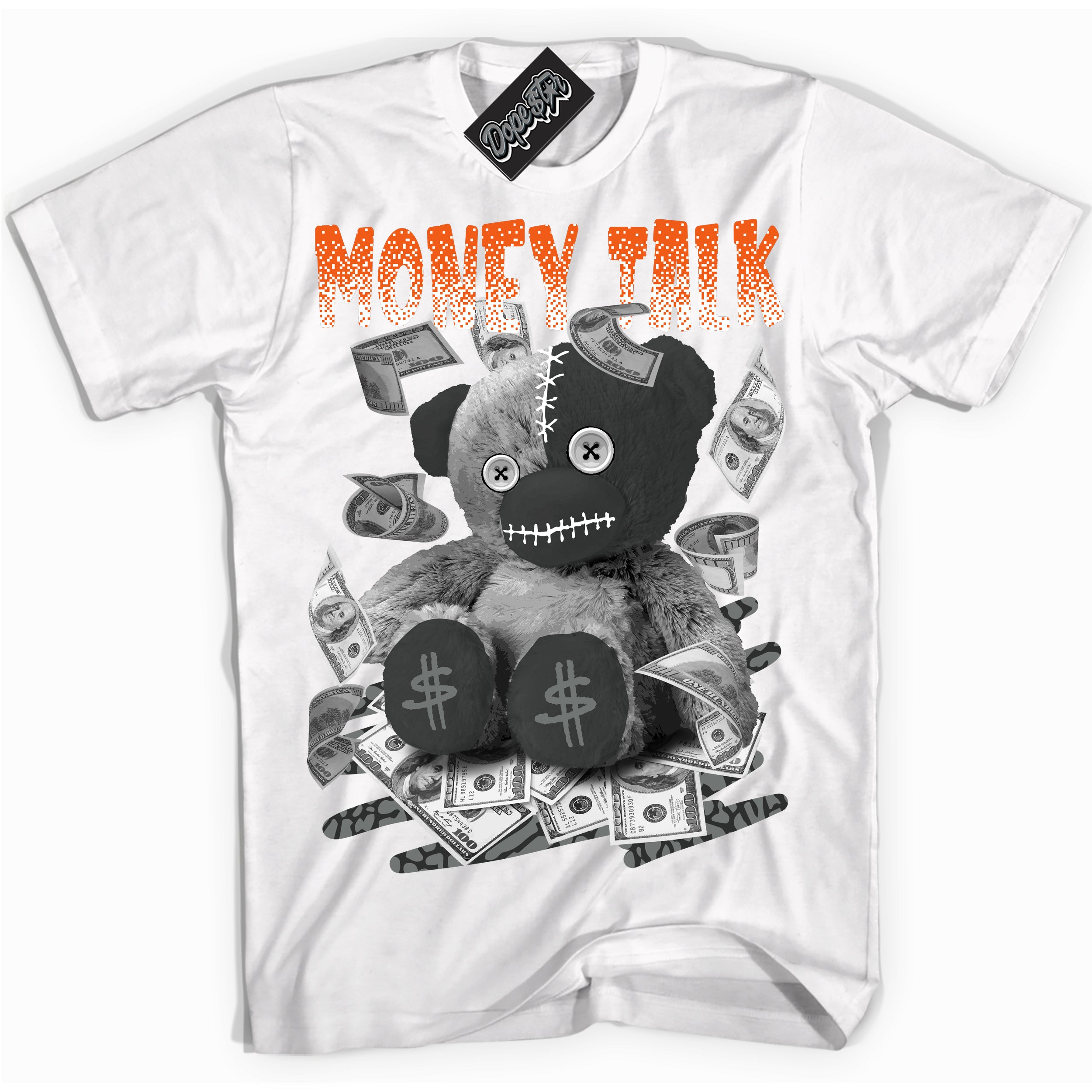 Cool White graphic tee with “ Money Talk Bear ” design, that perfectly matches Fear Pack 3s sneakers
