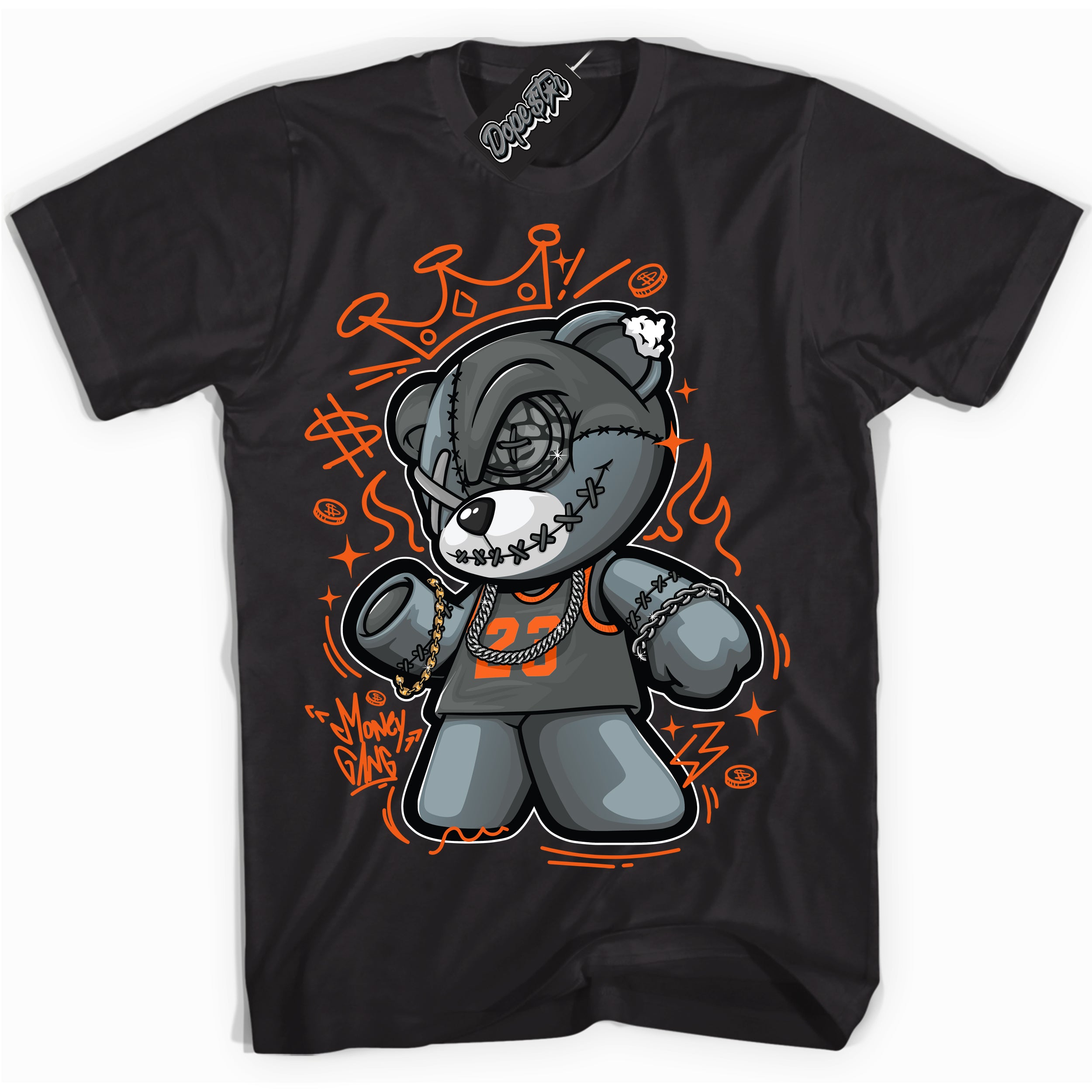 Cool Black graphic tee with “ Money Gang Bear ” design, that perfectly matches Fear Pack 3s sneakers