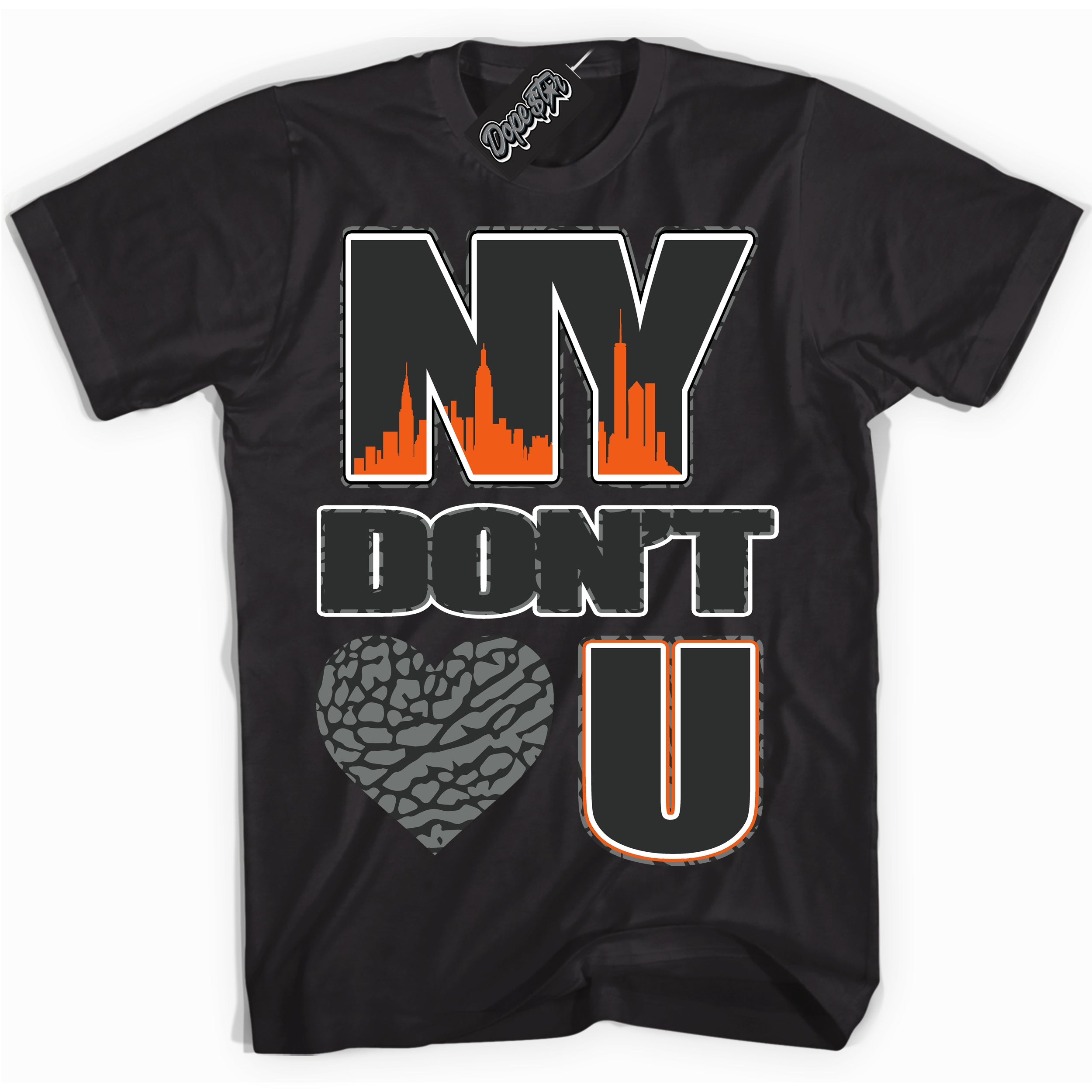 Cool Black graphic tee with “ NY Don't Love You ” design, that perfectly matches Fear Pack 3s sneakers