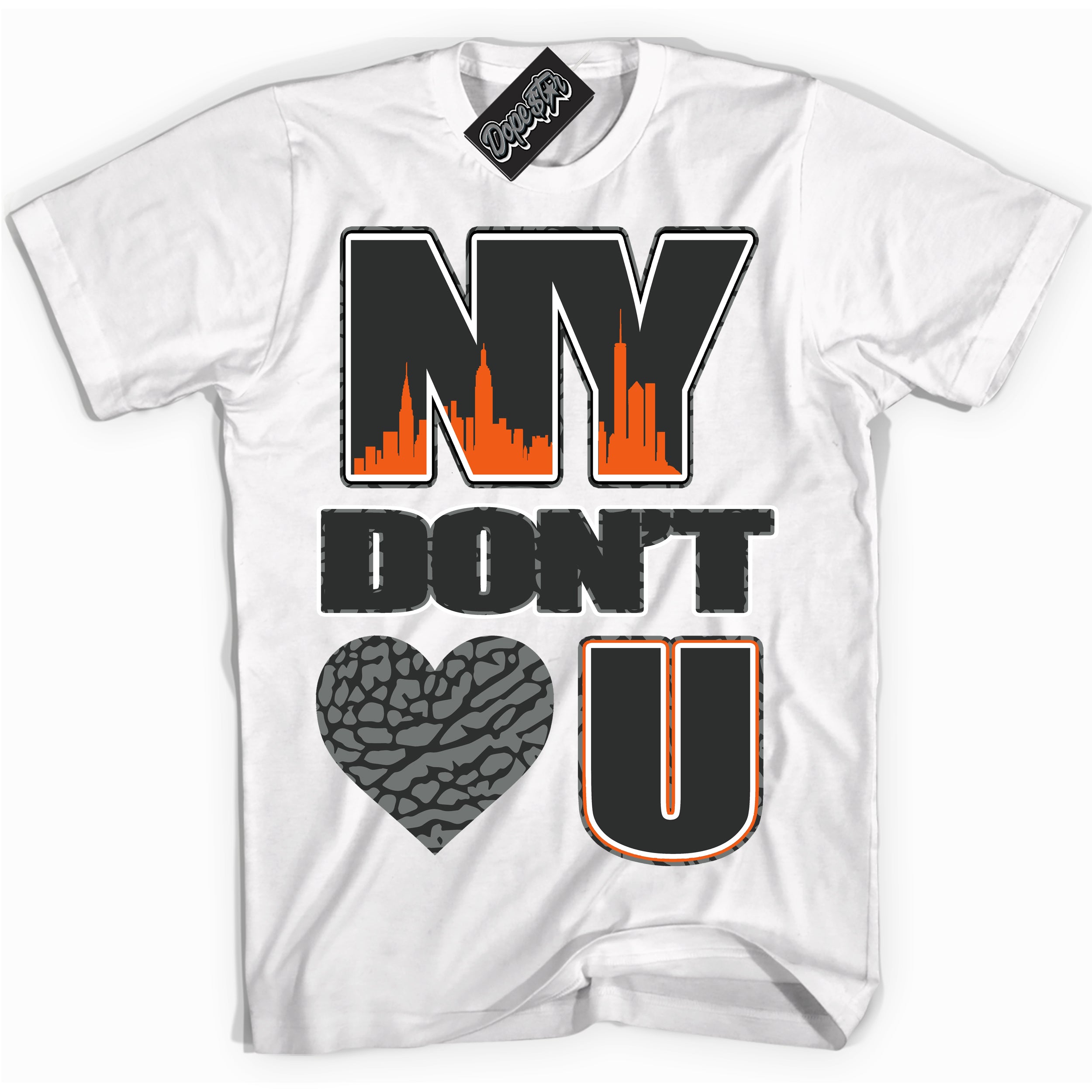 Cool White graphic tee with “ NY Don't Love You ” design, that perfectly matches Fear Pack 3s sneakers
