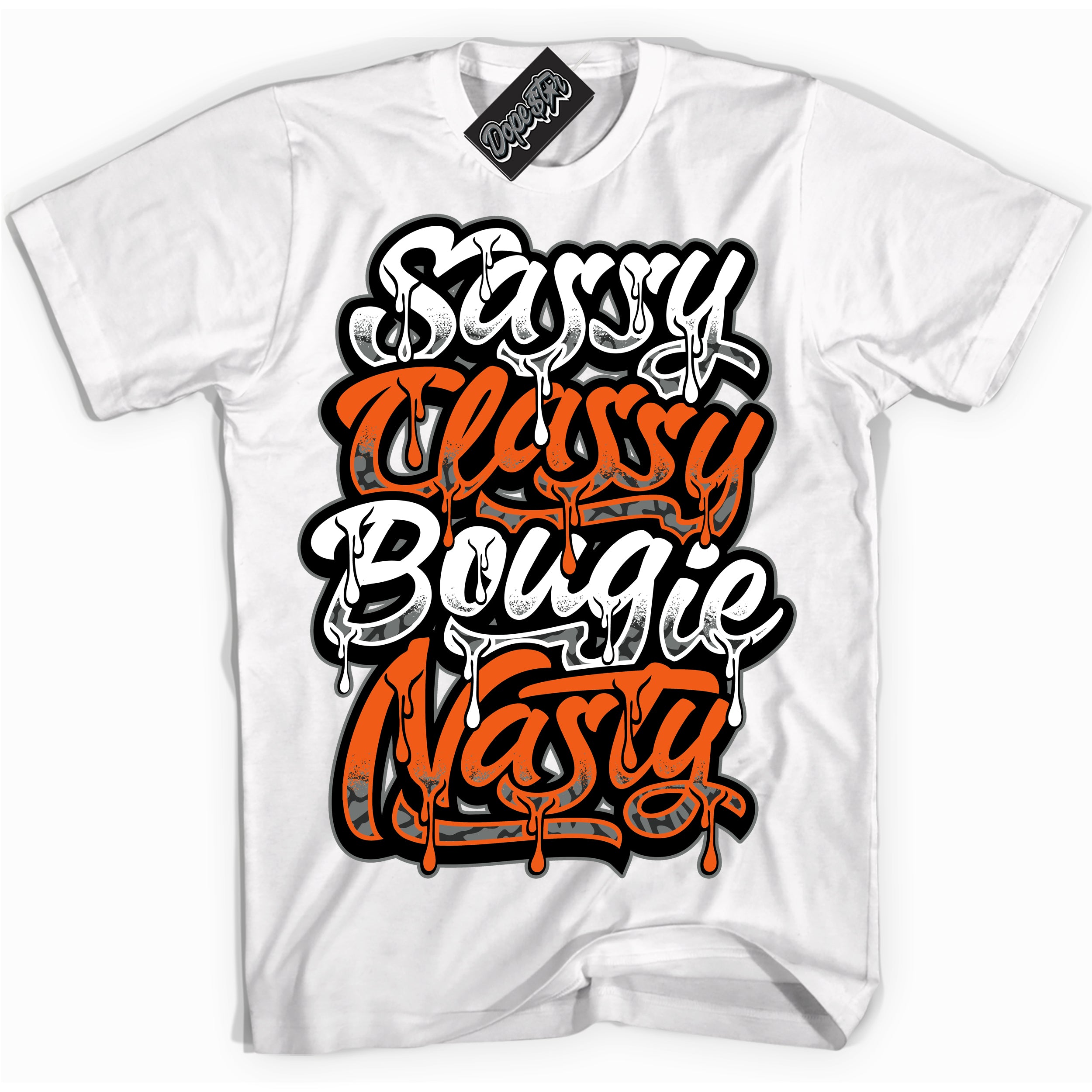 Cool White graphic tee with “ Sassy Classy ” design, that perfectly matches Fear Pack 3s sneakers