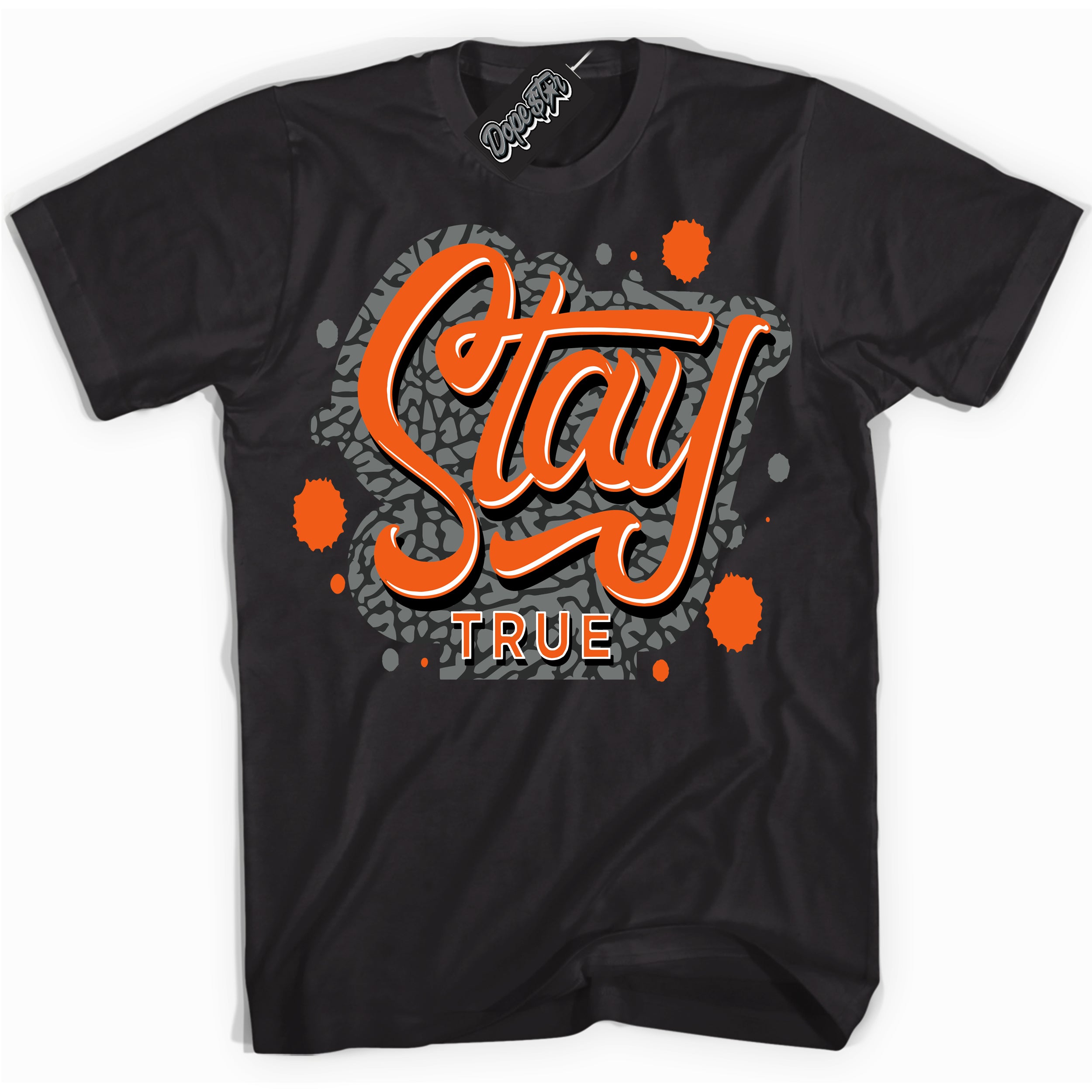 Cool Black graphic tee with “ Stay True ” design, that perfectly matches Fear Pack 3s sneakers