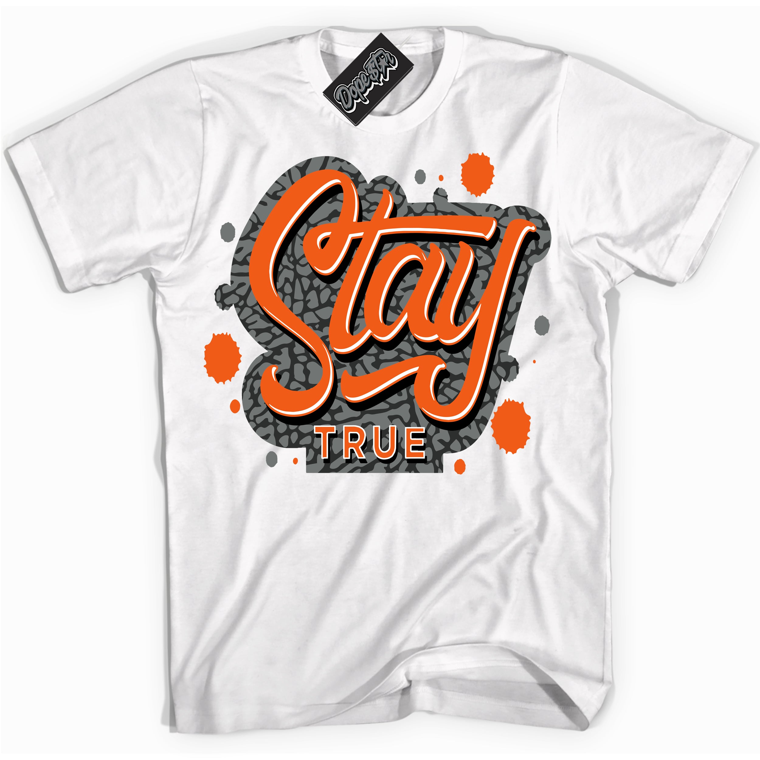 Cool White graphic tee with “ Stay True ” design, that perfectly matches Fear Pack 3s sneakers