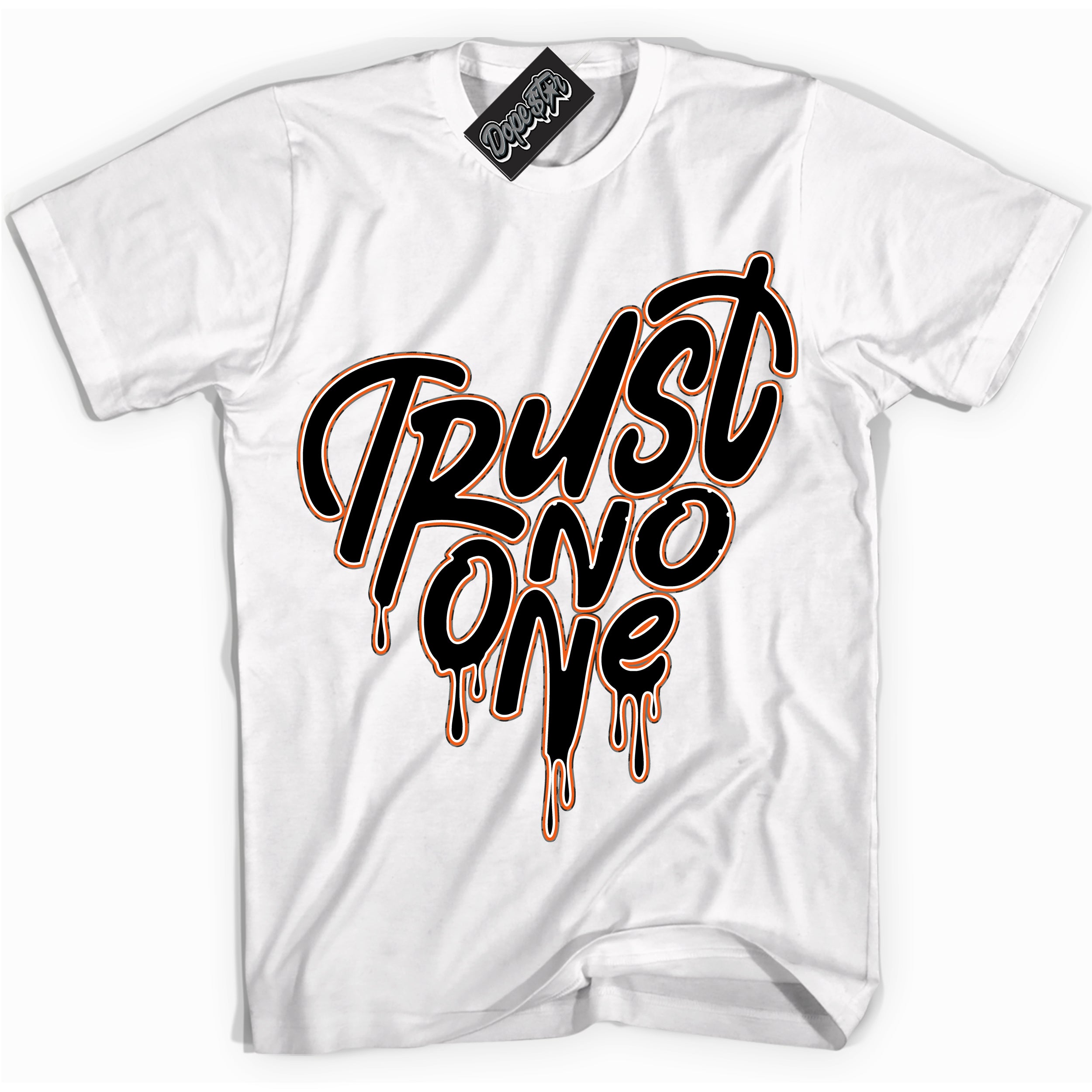 Cool White graphic tee with “ Trust No One Heart ” design, that perfectly matches Fear Pack 3s sneakers