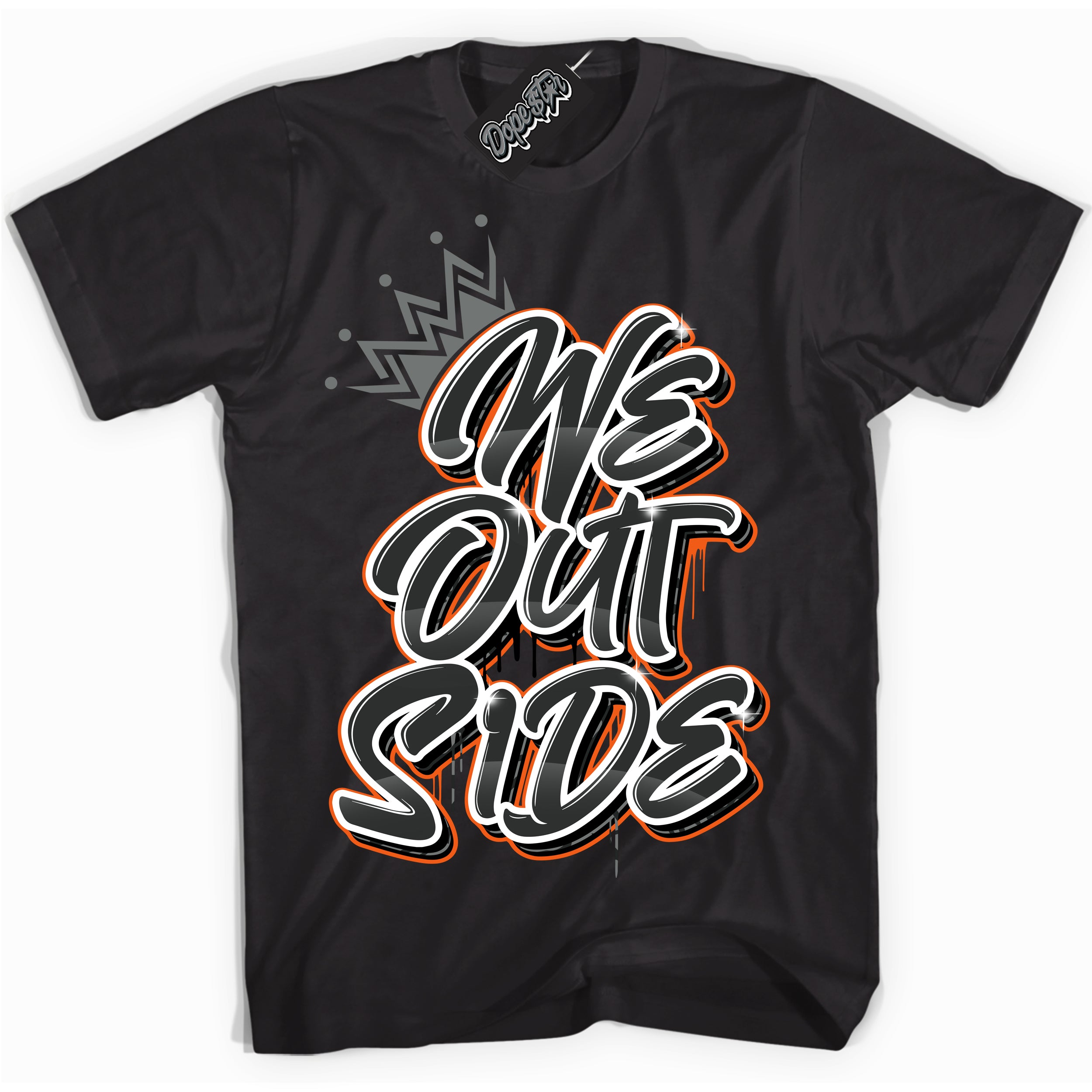 Cool Black graphic tee with “ We Outside” design, that perfectly matches Fear Pack 3s sneakers