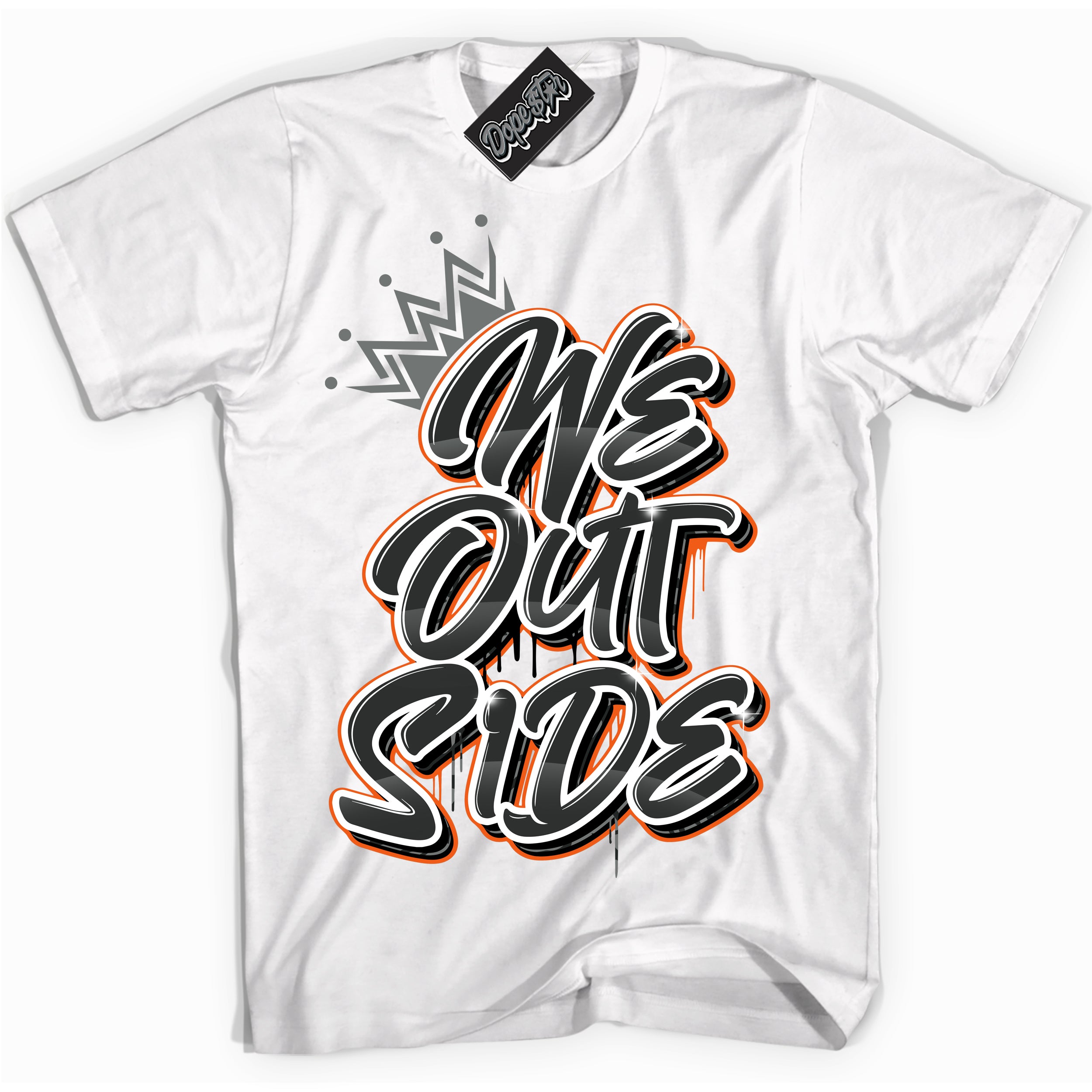 Cool White graphic tee with “ We Outside” design, that perfectly matches Fear Pack 3s sneakers