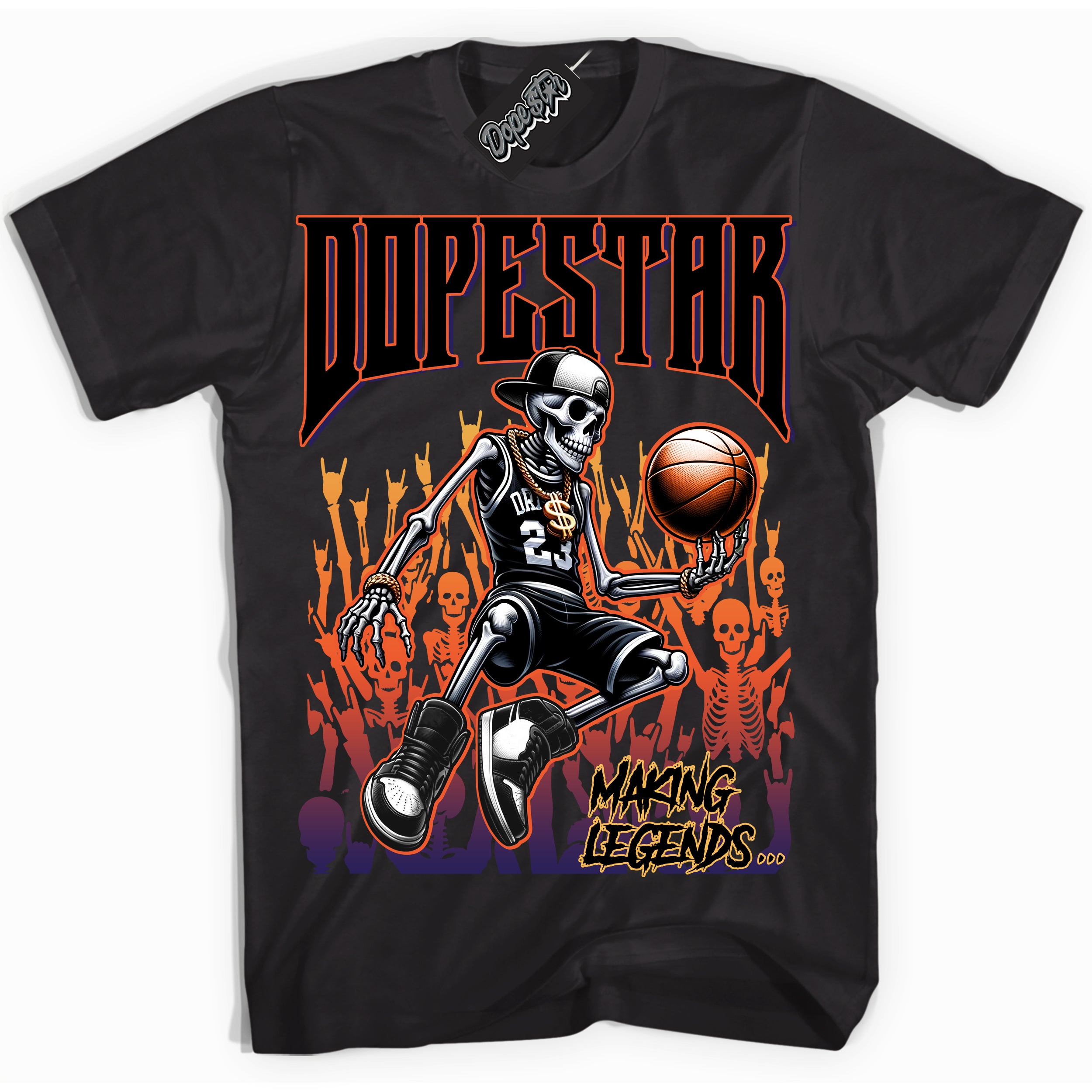 Cool Black Shirt with “ Making Legends ” design that perfectly matches J Balvin Rio 3s Sneakers.