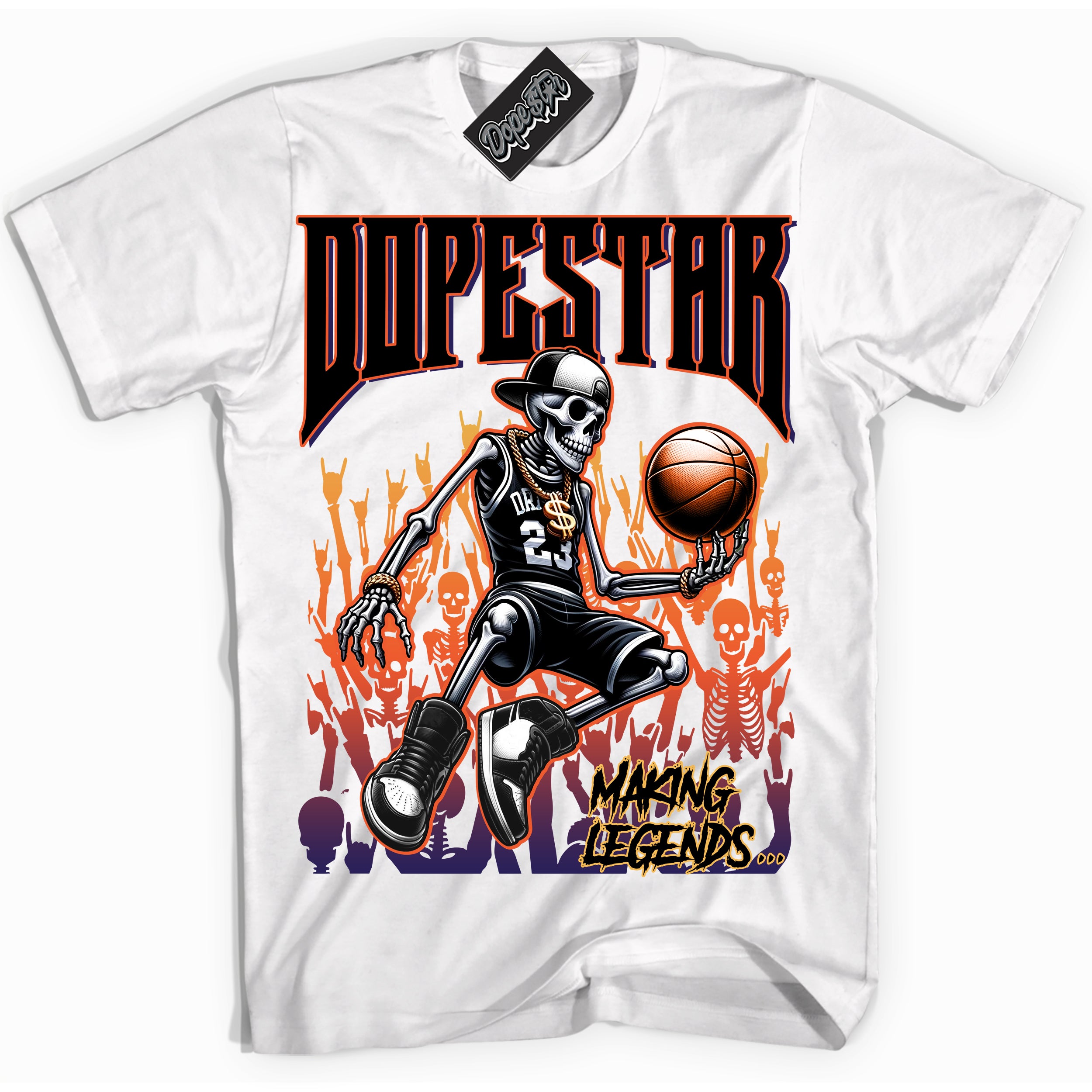 Cool White Shirt with “ Making Legends ” design that perfectly matches J Balvin Rio 3s Sneakers.
