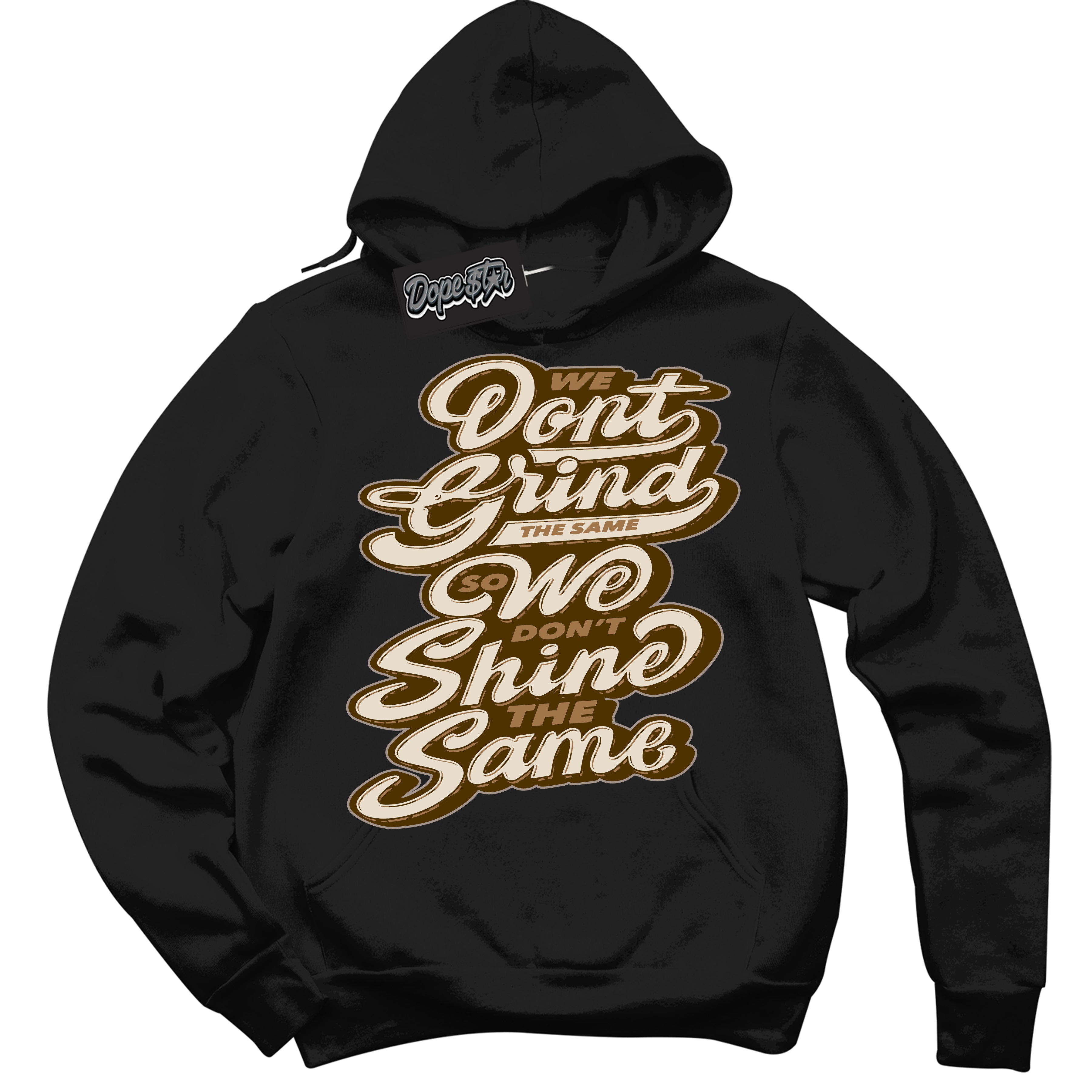 Cool Black Graphic DopeStar Hoodie with “ Grind Shine “ print, that perfectly matches Palomino 3s sneakers