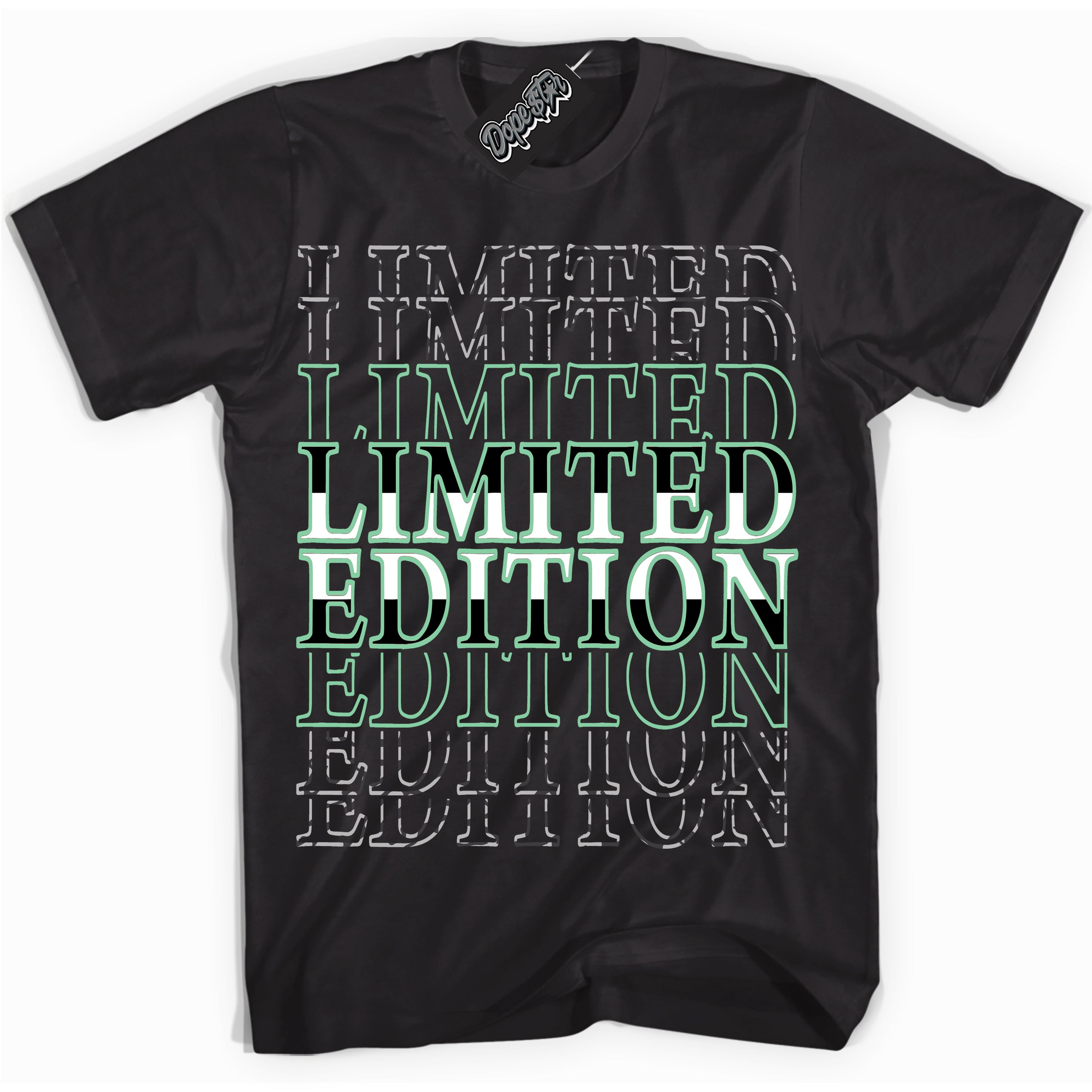 Cool Black graphic tee with “ Limited Edition ” design, that perfectly matches Green Glow 3s sneakers