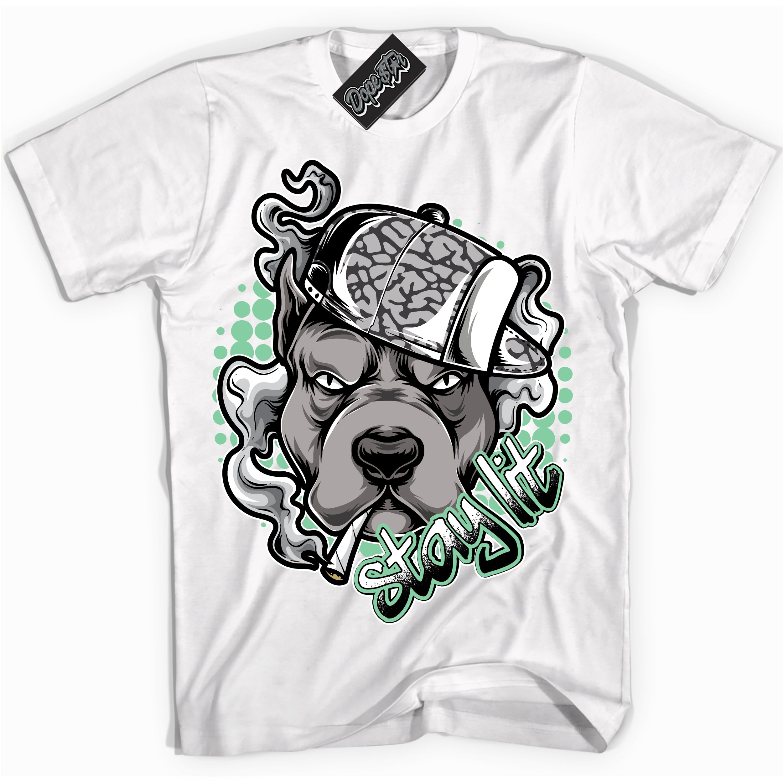 Cool White graphic tee with “ Stay Lit ” design, that perfectly matches Green Glow 3s sneakers