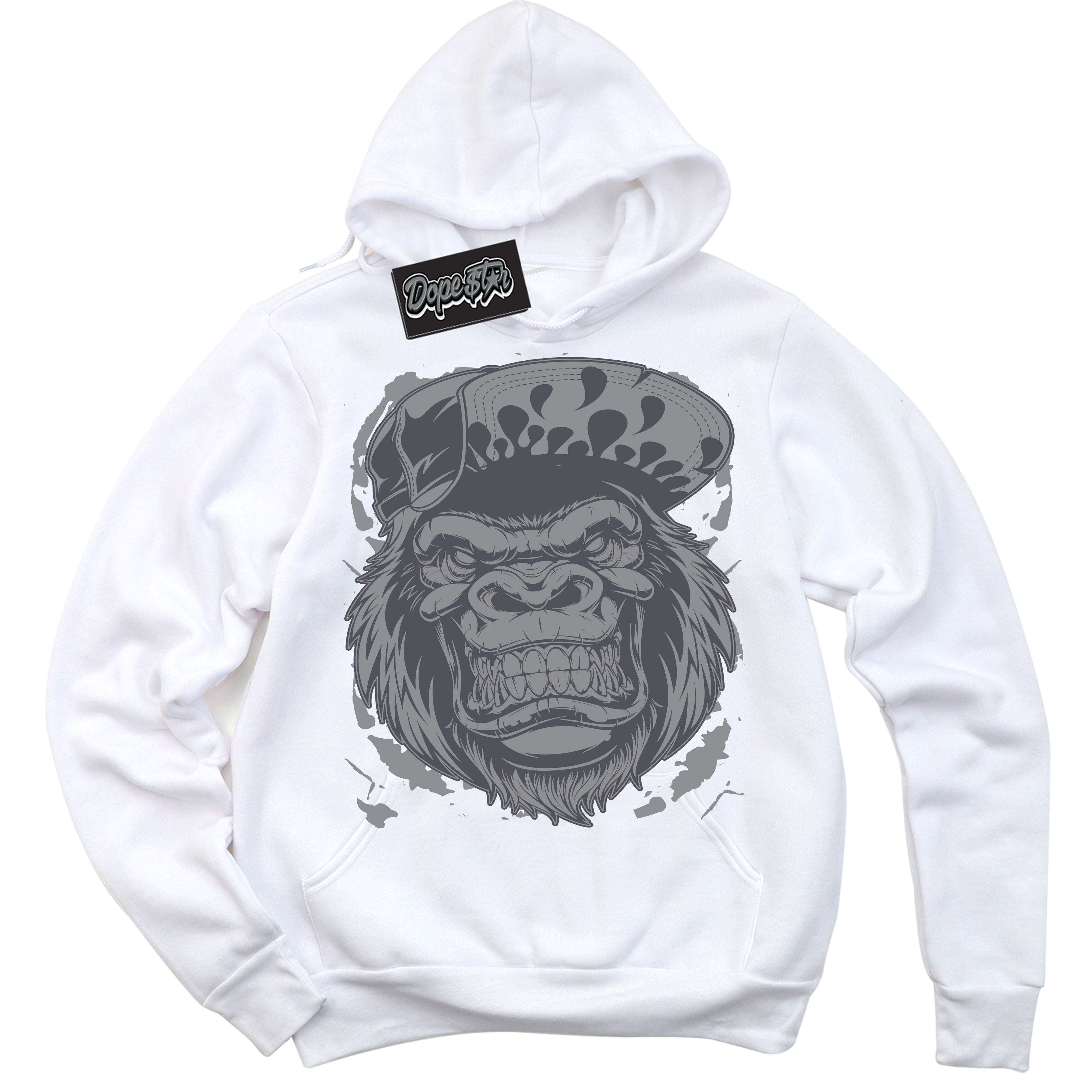 Cool White Hoodie with “ Gorilla Beast ”  design that Perfectly Matches Paris Olympics Wet Cement 4s Jordans.