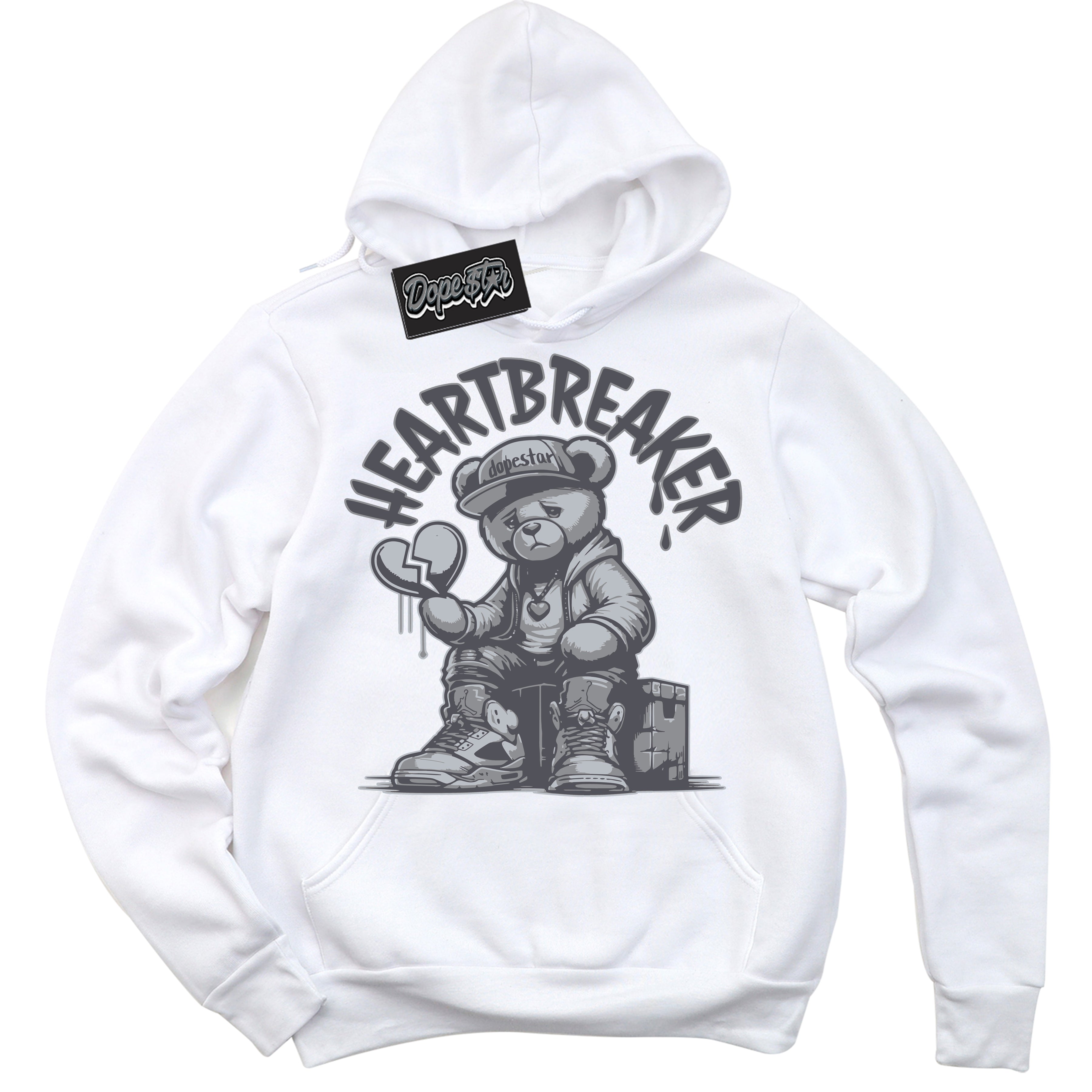 Cool White Hoodie with “ Heartbreaker Bear ”  design that Perfectly Matches Paris Olympics Wet Cement 4s Jordans.