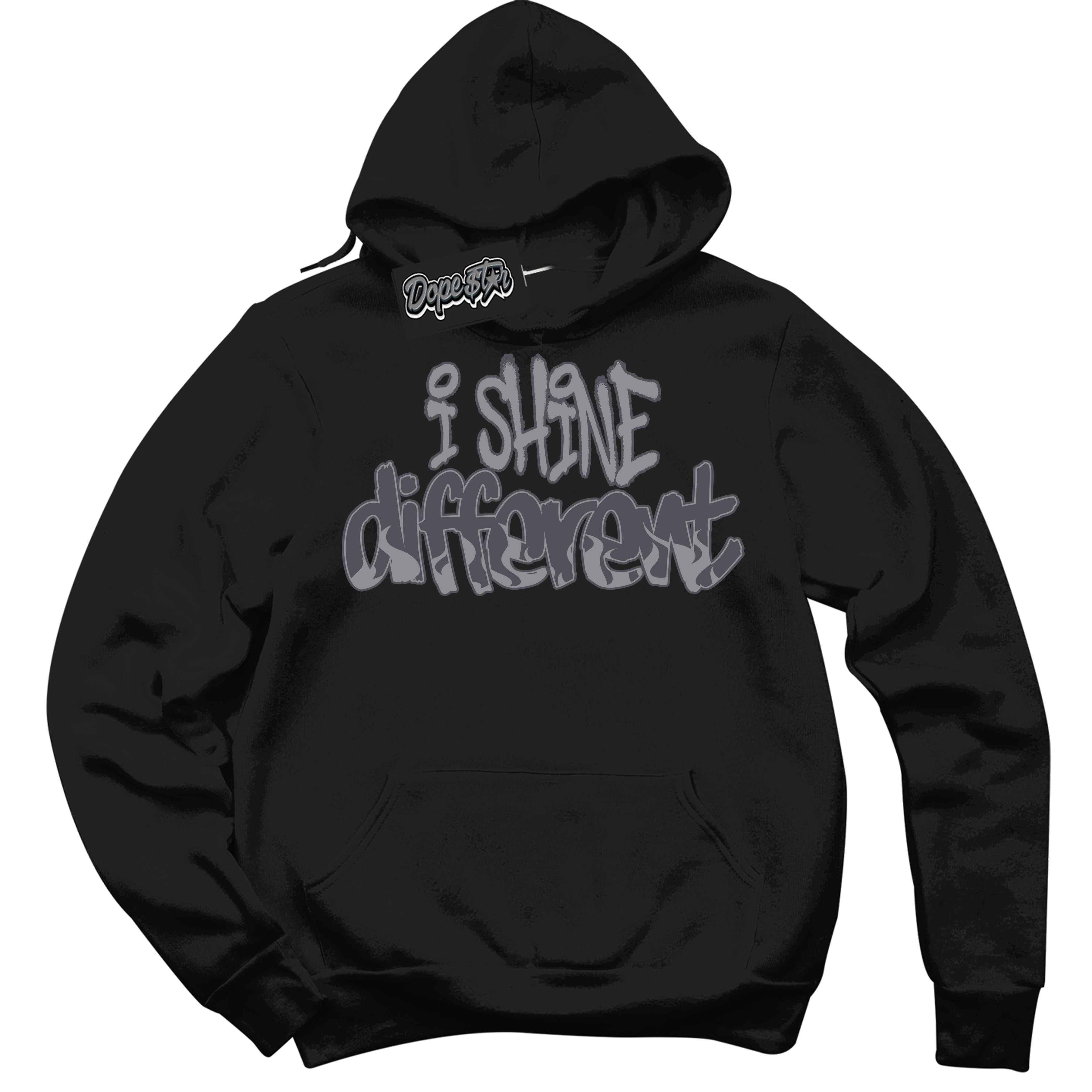 Cool Black Hoodie with “ I Shine Different ”  design that Perfectly Matches Paris Olympics Wet Cement 4s Jordans.