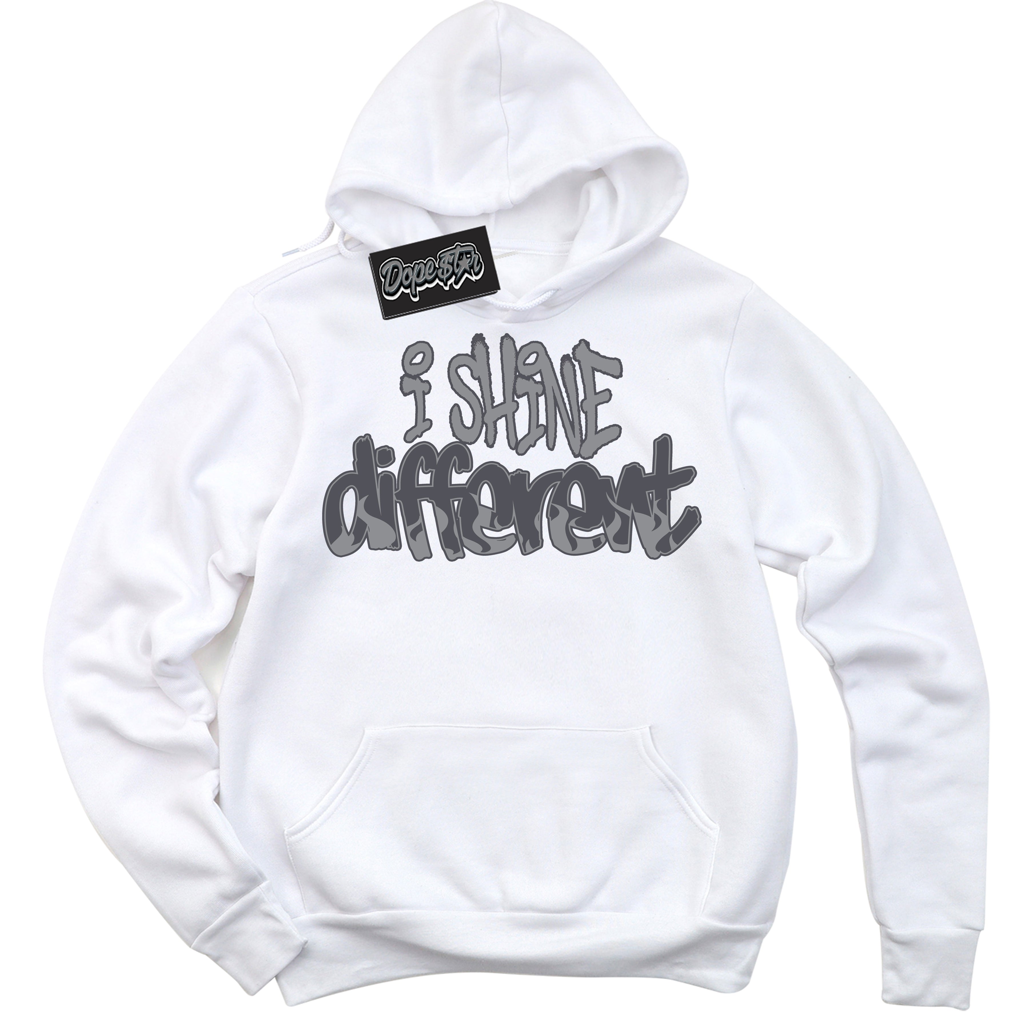 Cool White Hoodie with “ I Shine Different ”  design that Perfectly Matches Paris Olympics Wet Cement 4s Jordans.