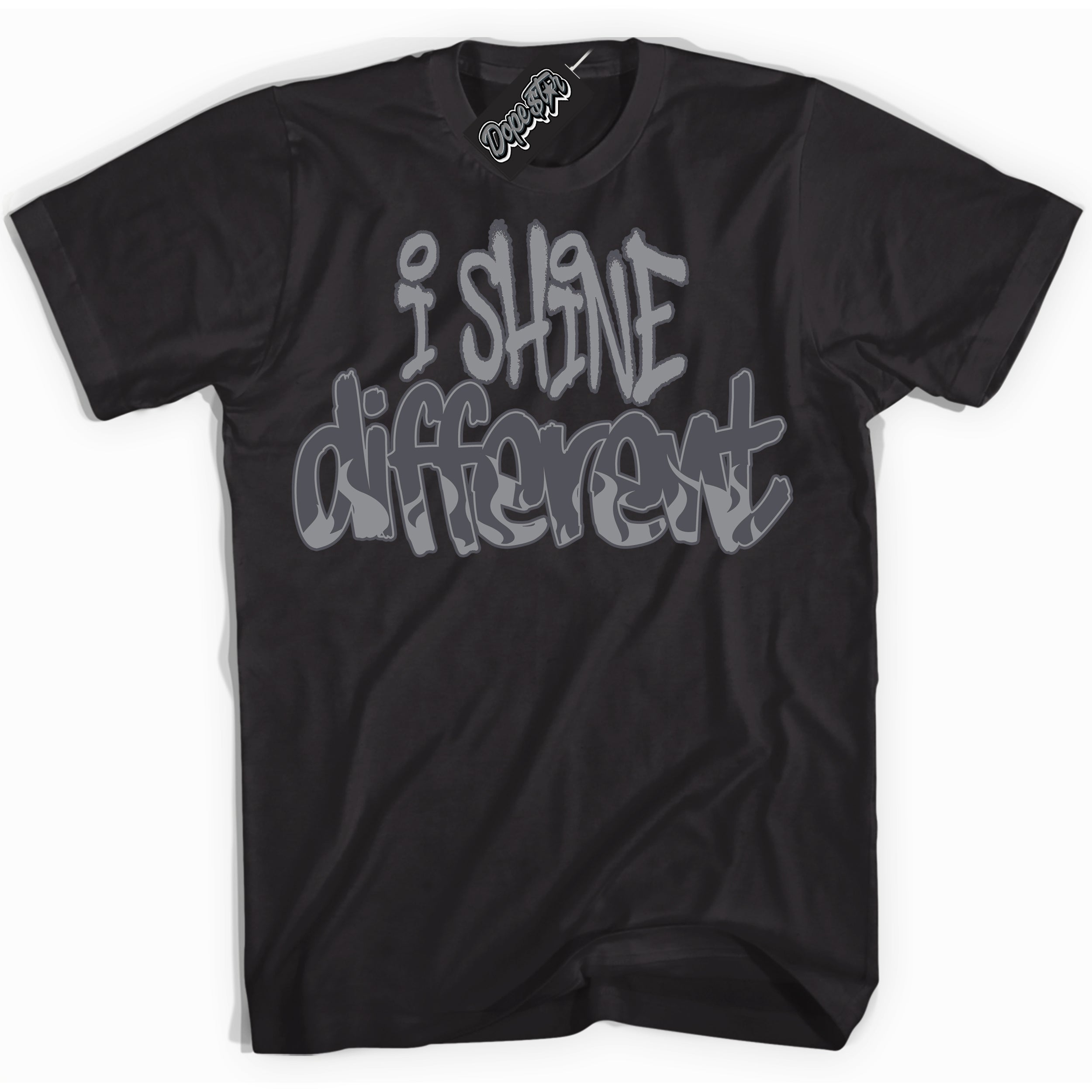 Cool Black Shirt with “ I Shine Different ” design that perfectly matches Paris Olympics Wet Cement 4s Jordans.