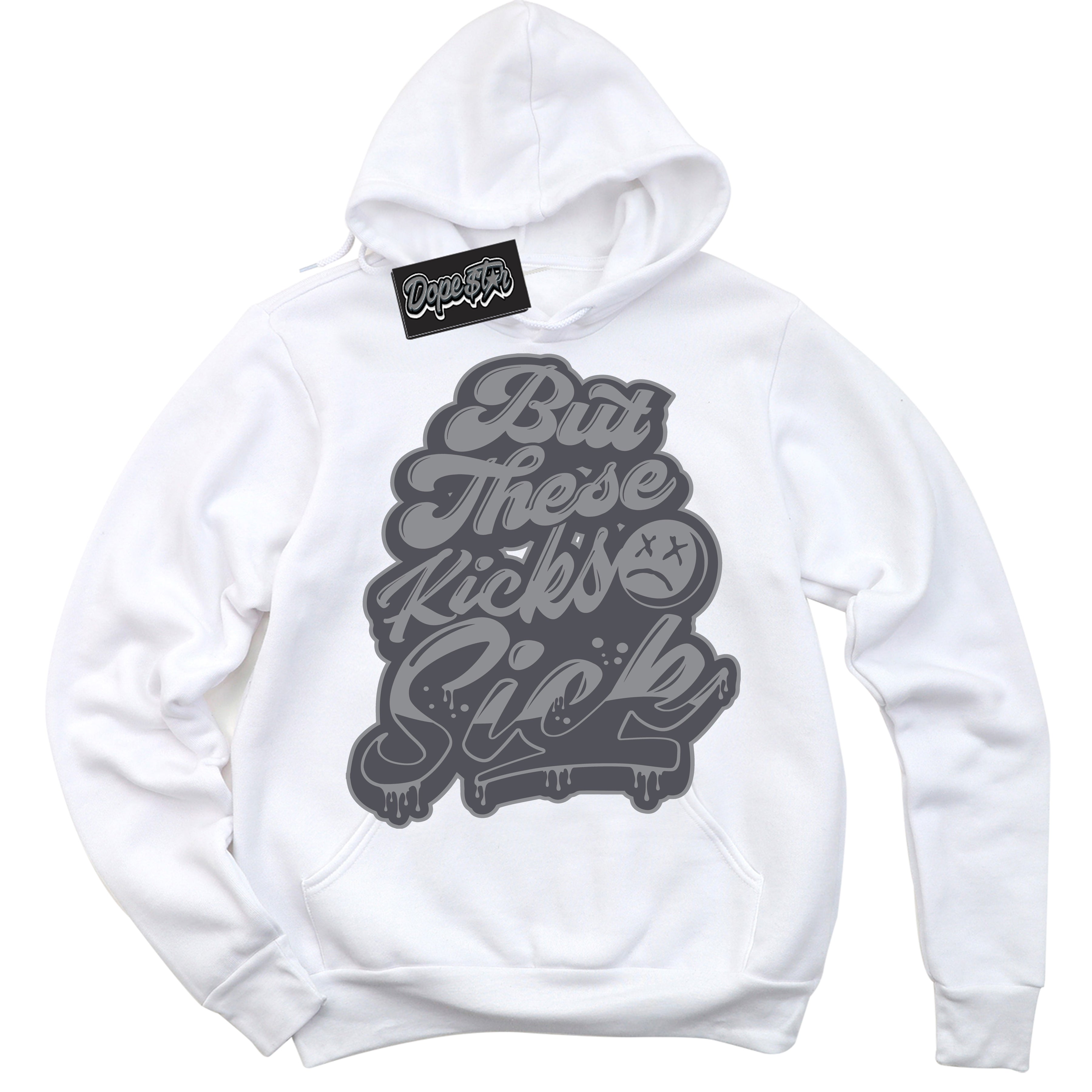 Cool White Hoodie with “ Kick Sick ”  design that Perfectly Matches Paris Olympics Wet Cement 4s Jordans.