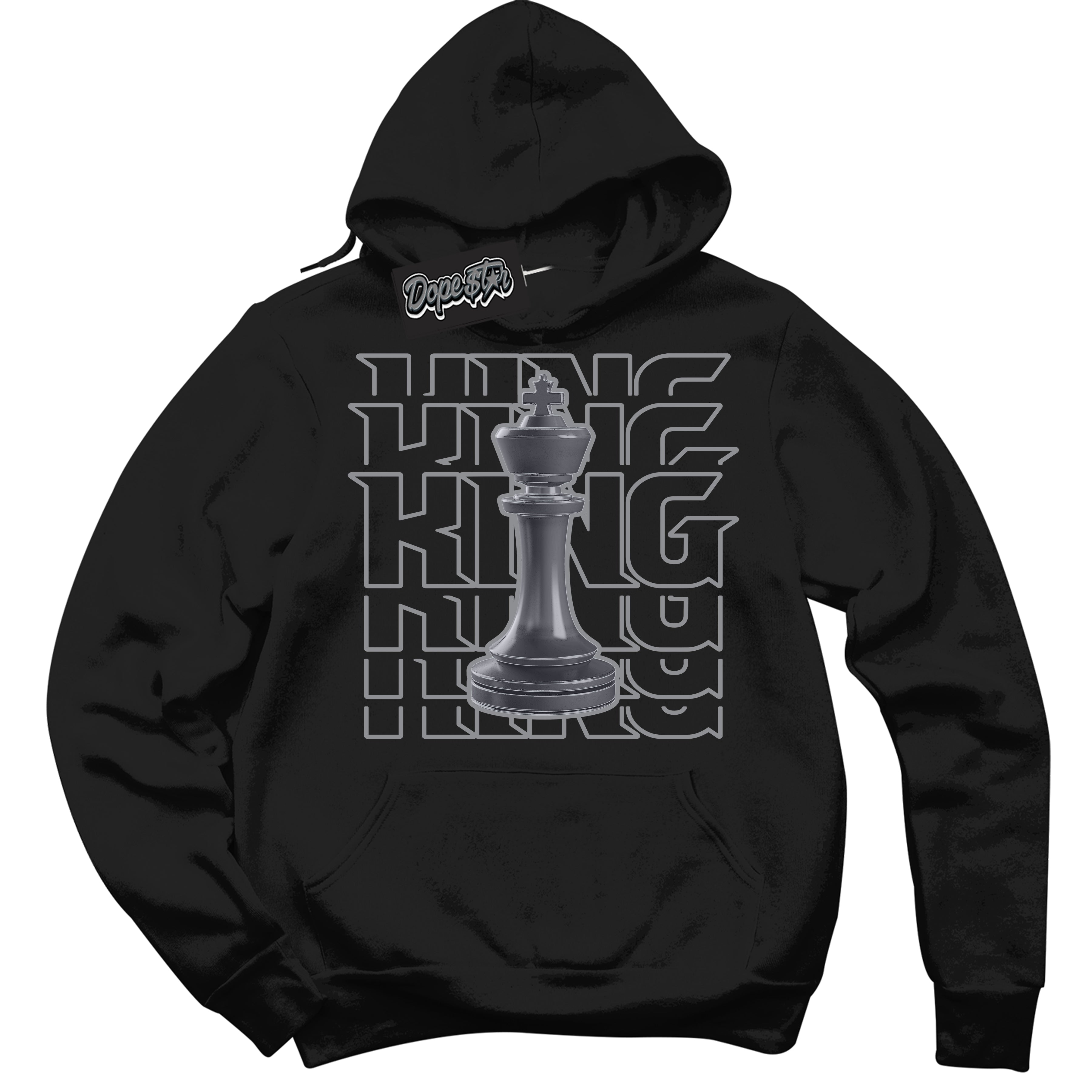 Cool Black Hoodie with “ King Chess ”  design that Perfectly Matches Paris Olympics Wet Cement 4s Jordans.