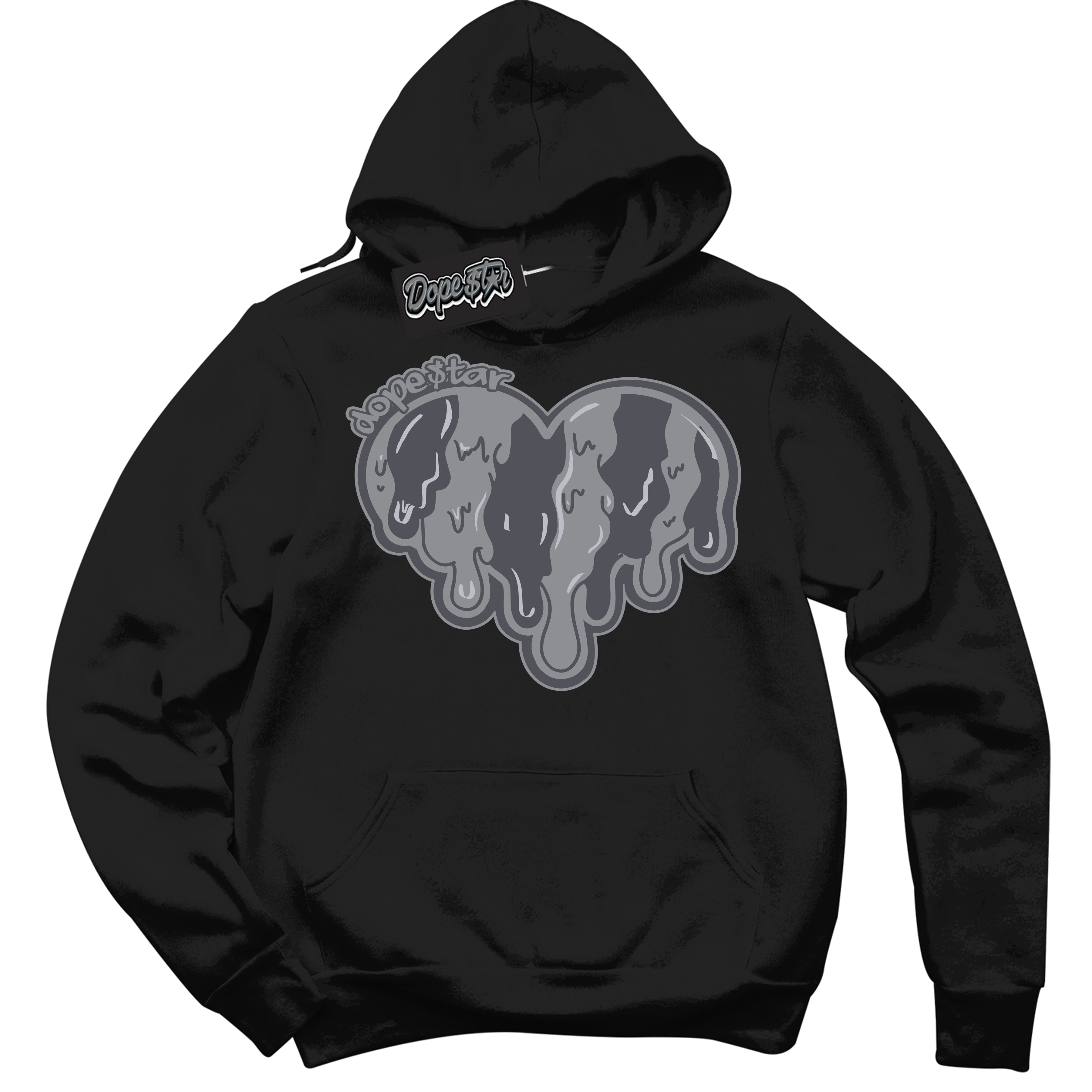 Cool Black Hoodie with “ Melting Heart ”  design that Perfectly Matches Paris Olympics Wet Cement 4s Jordans.