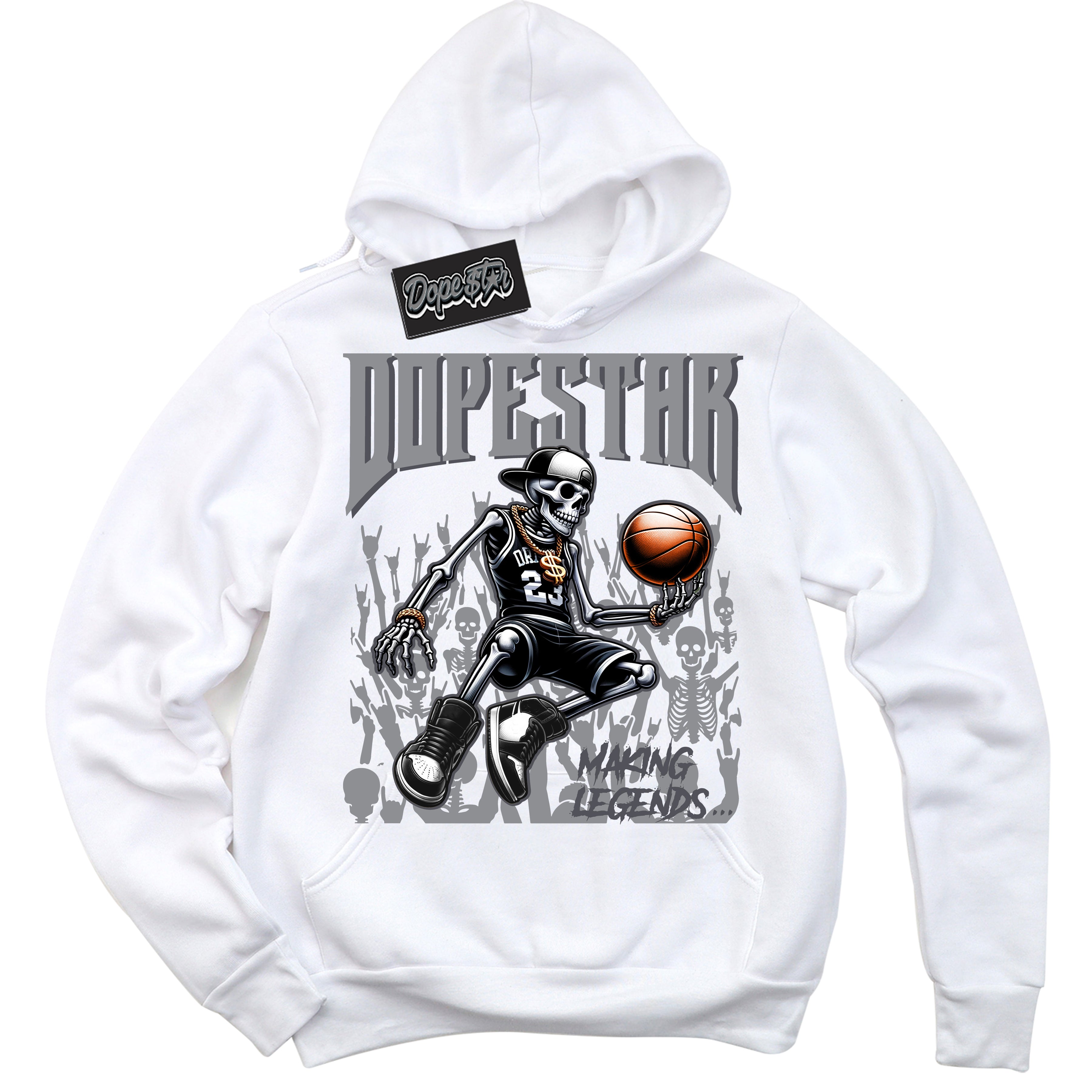 Cool White Hoodie with “ Making Legends ”  design that Perfectly Matches Paris Olympics Wet Cement 4s Jordans.